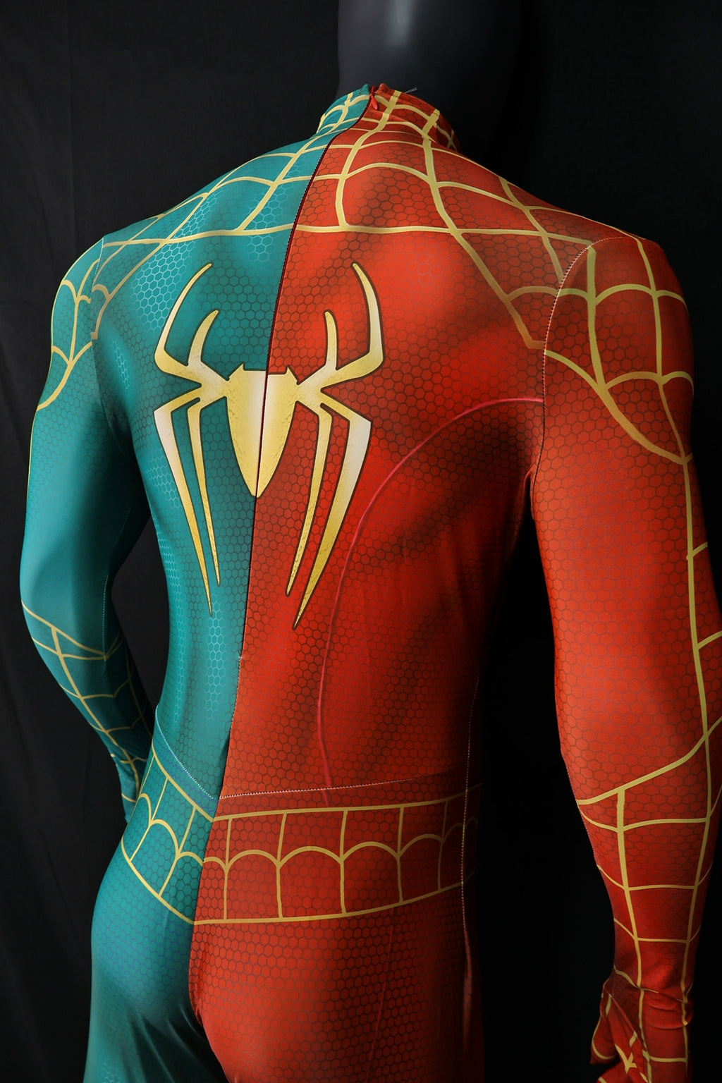 Christmas Spider-Man Red Green Spandex Bodysuit Gold Spider Men Kids Costume