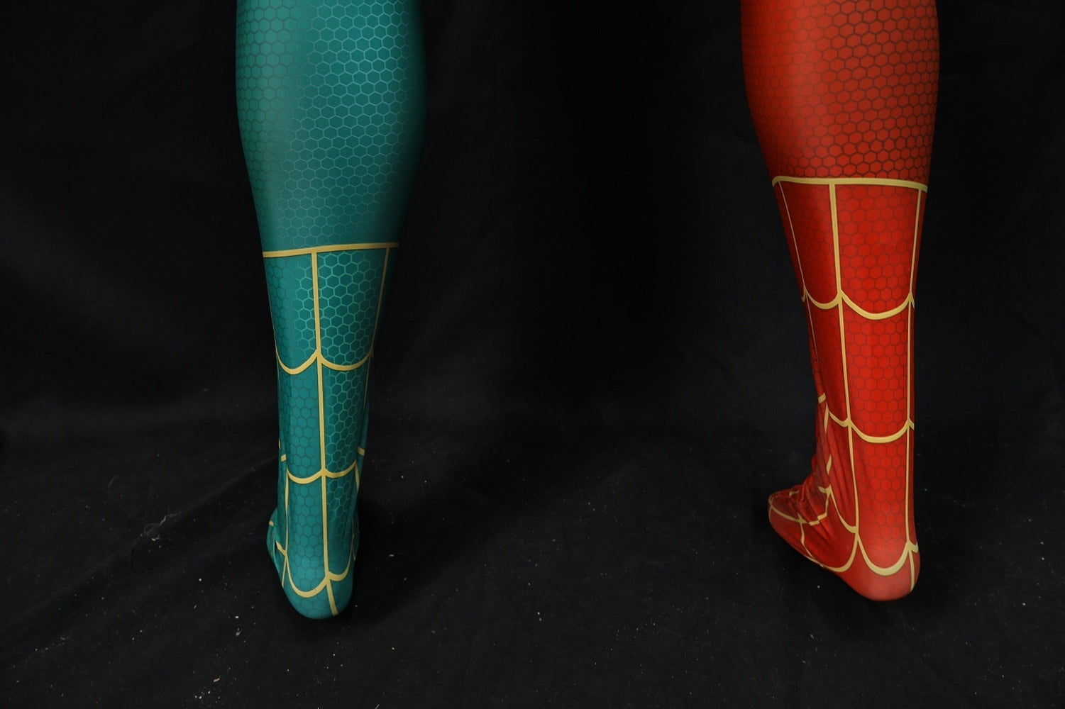 Christmas Spider-Man Red Green Spandex Bodysuit Gold Spider Men Kids Costume