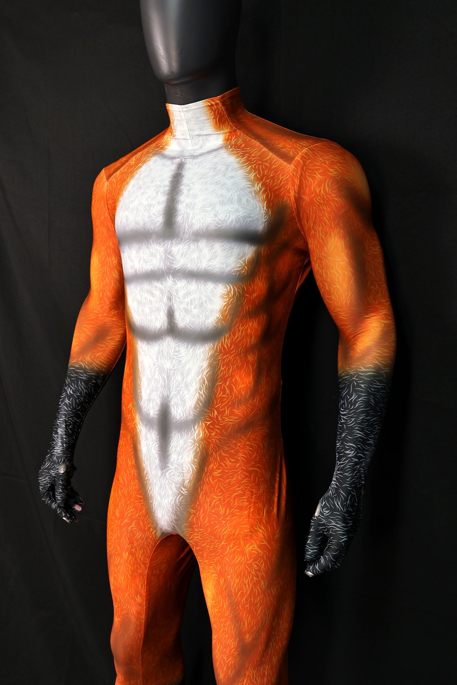 Fox Petsuit Orange White Fur Pattern Adult Kids Custom Bodysuit