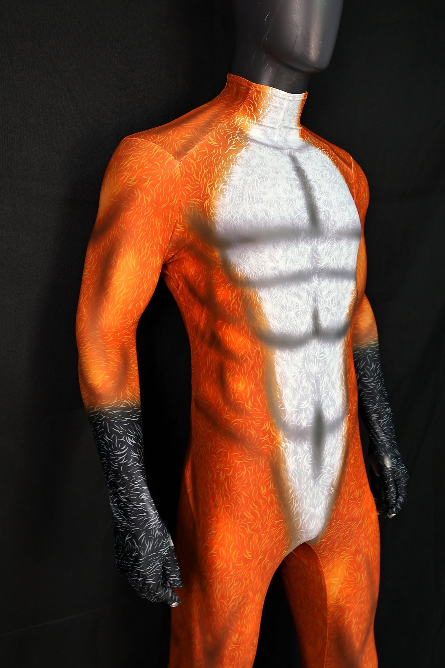 Fox Petsuit Orange White Fur Pattern Adult Kids Custom Bodysuit