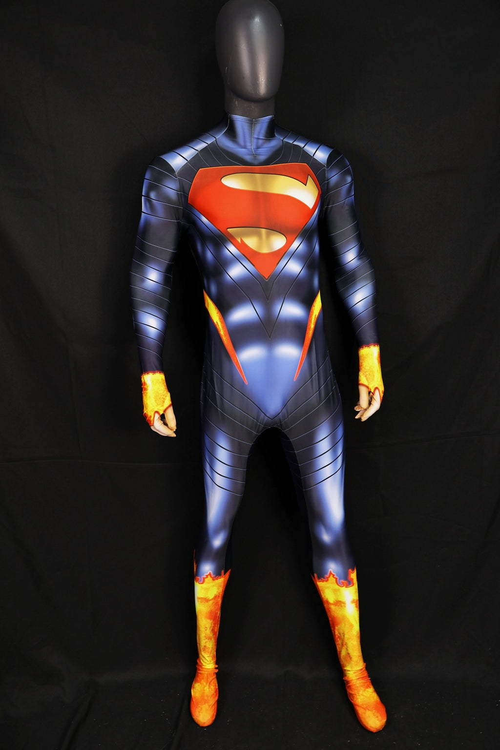 Absolute Superman Dark Blue Hero Costume Classic Emblem Male Bodysuit