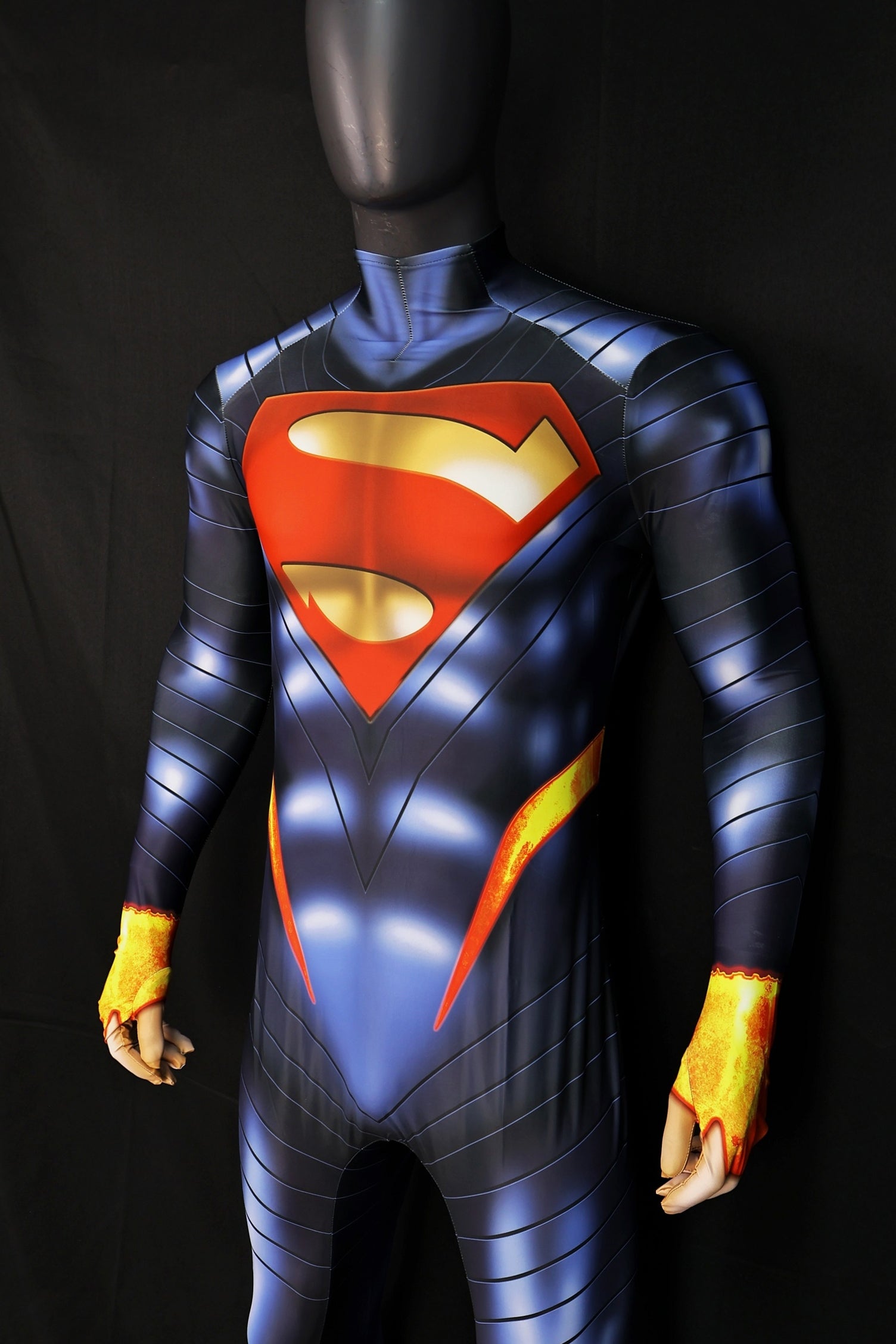 Absolute Superman Dark Blue Hero Costume Classic Emblem Male Bodysuit