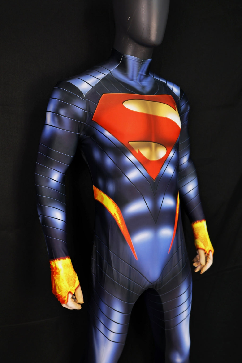 Absolute Superman Dark Blue Hero Costume Classic Emblem Male Bodysuit