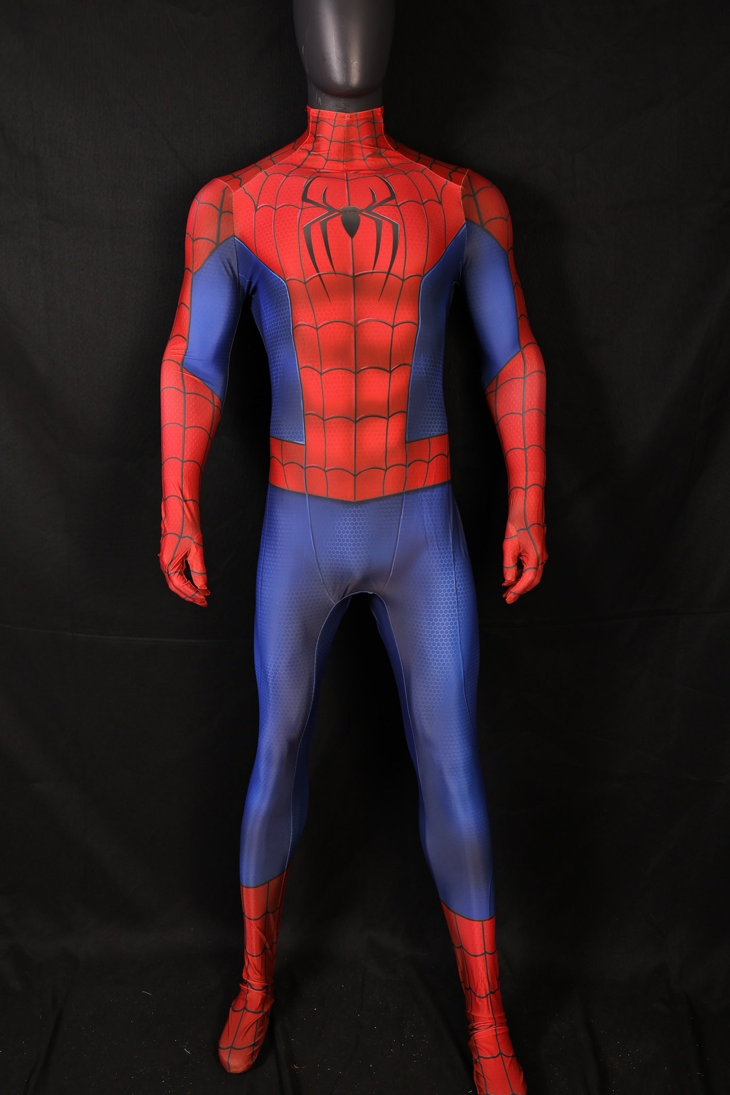 Men Spider-Man 4 New Red Blue Metallic Texture Cosplay Jumpsuit