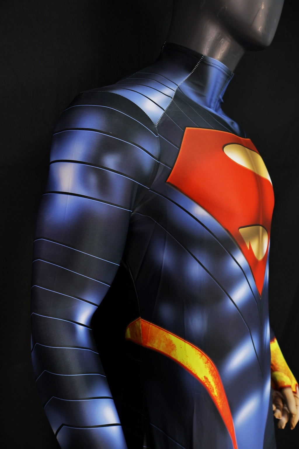 Absolute Superman Dark Blue Hero Costume Classic Emblem Male Bodysuit