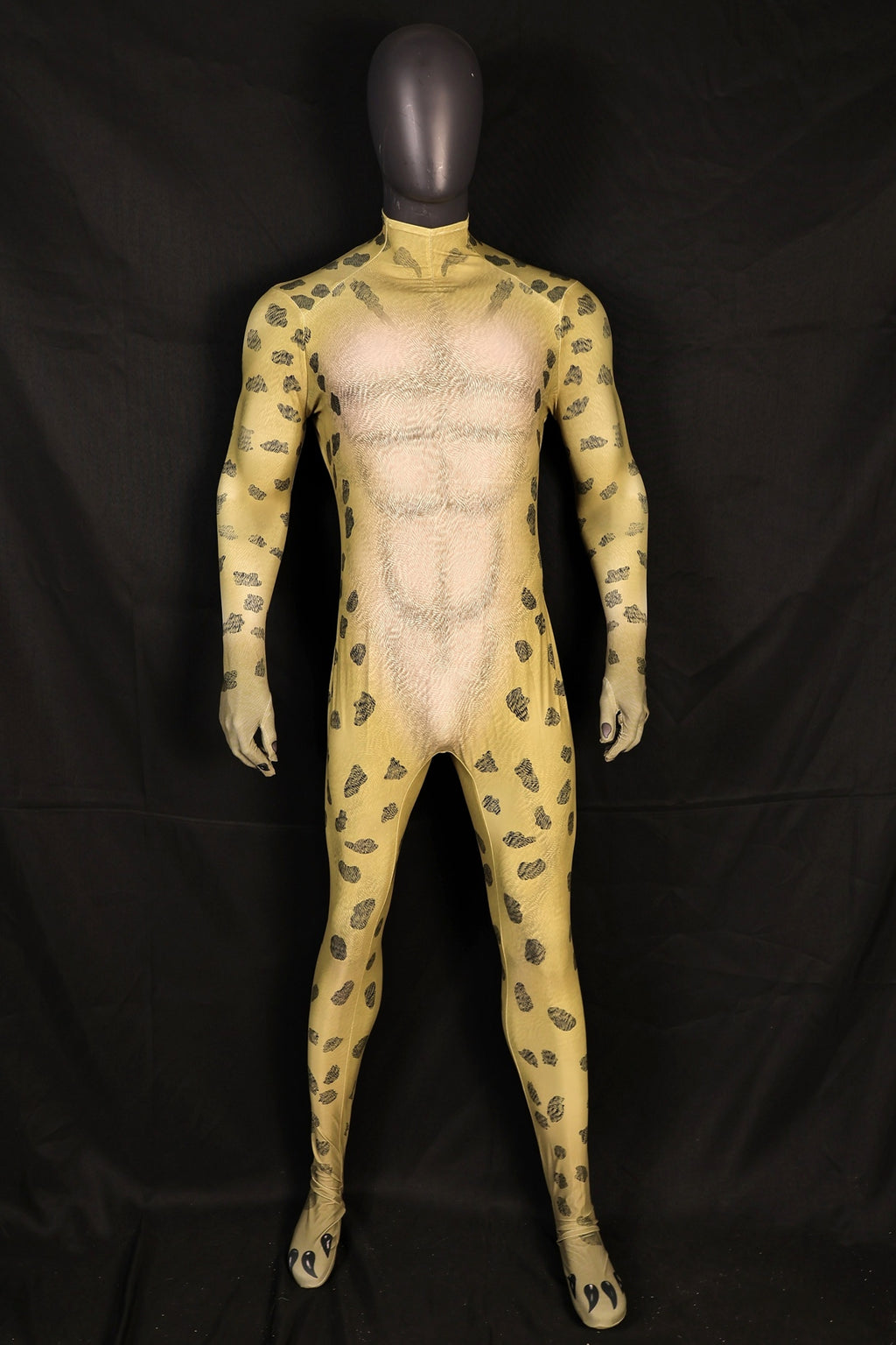 Realistic Cheetah Spots Bodysuit Male Animal Costume Spandex Jumpsuit