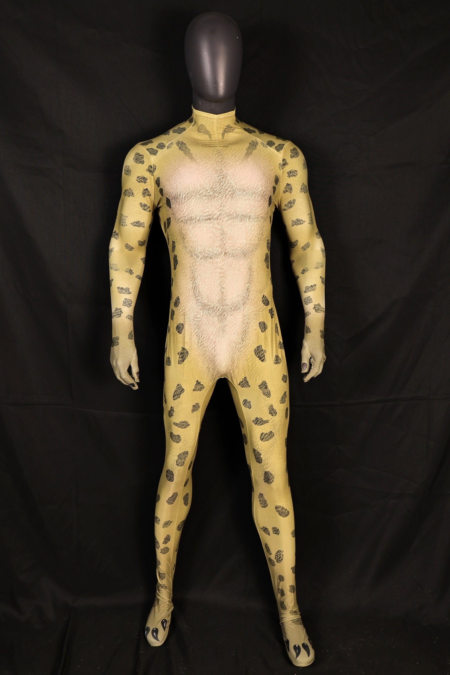 Realistic Cheetah Spots Bodysuit Male Animal Costume Spandex Jumpsuit