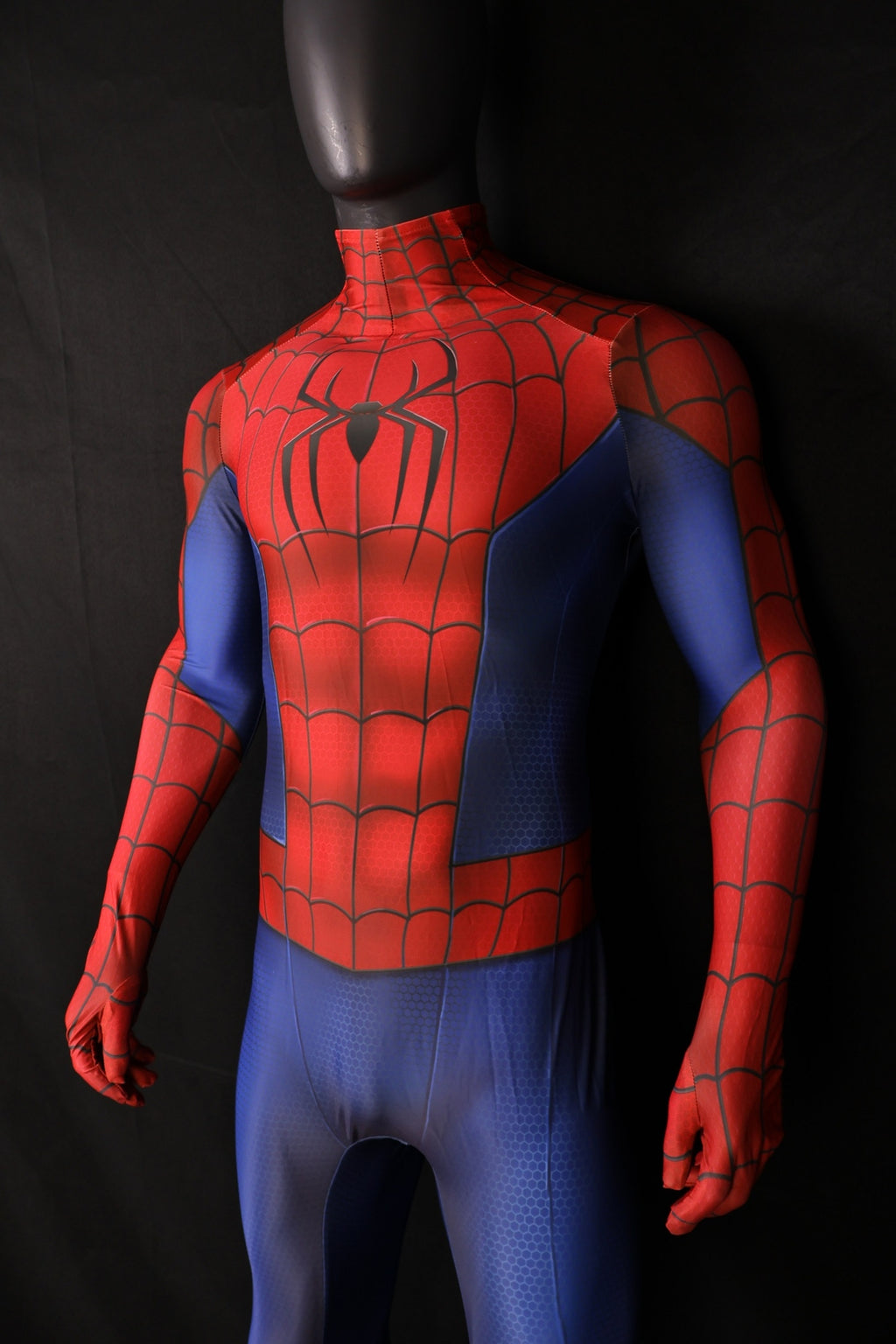 Men Spider-Man 4 New Red Blue Metallic Texture Cosplay Jumpsuit