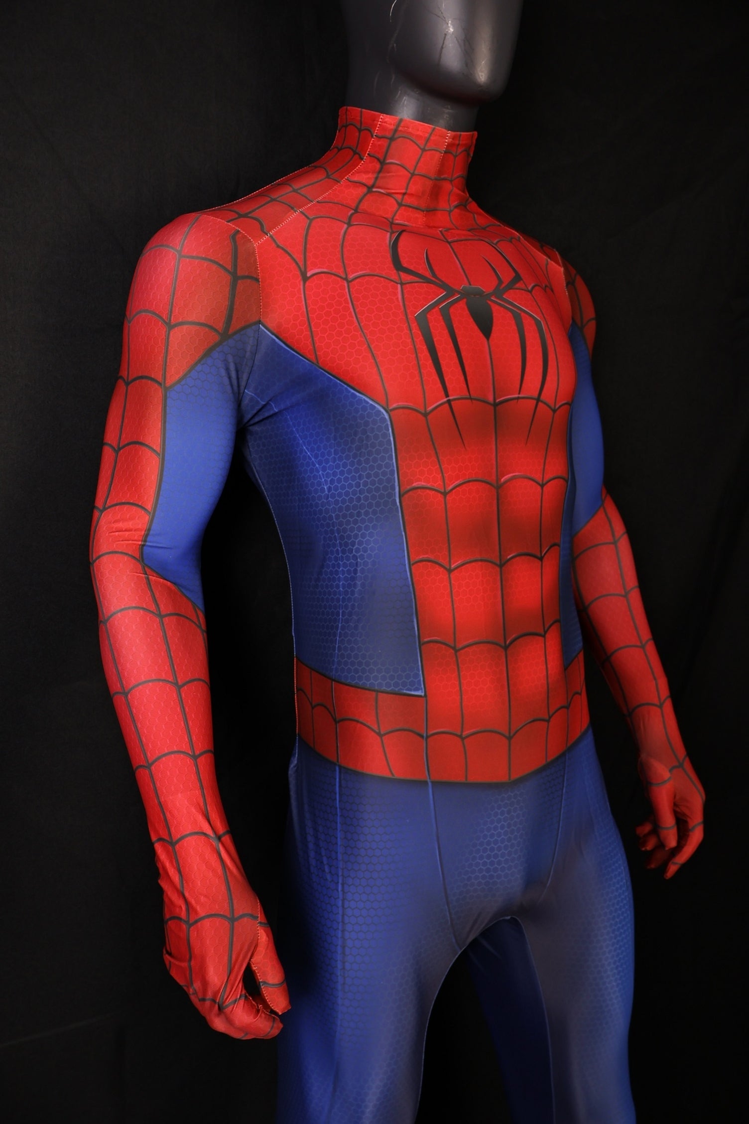 Men Spider-Man 4 New Red Blue Metallic Texture Cosplay Jumpsuit