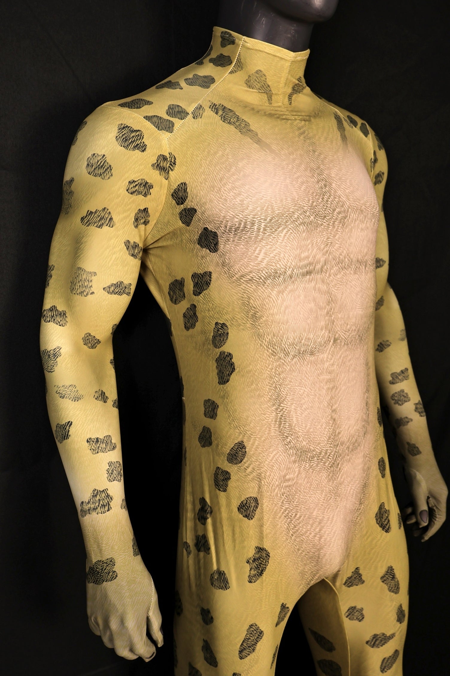 Realistic Cheetah Spots Bodysuit Male Animal Costume Spandex Jumpsuit