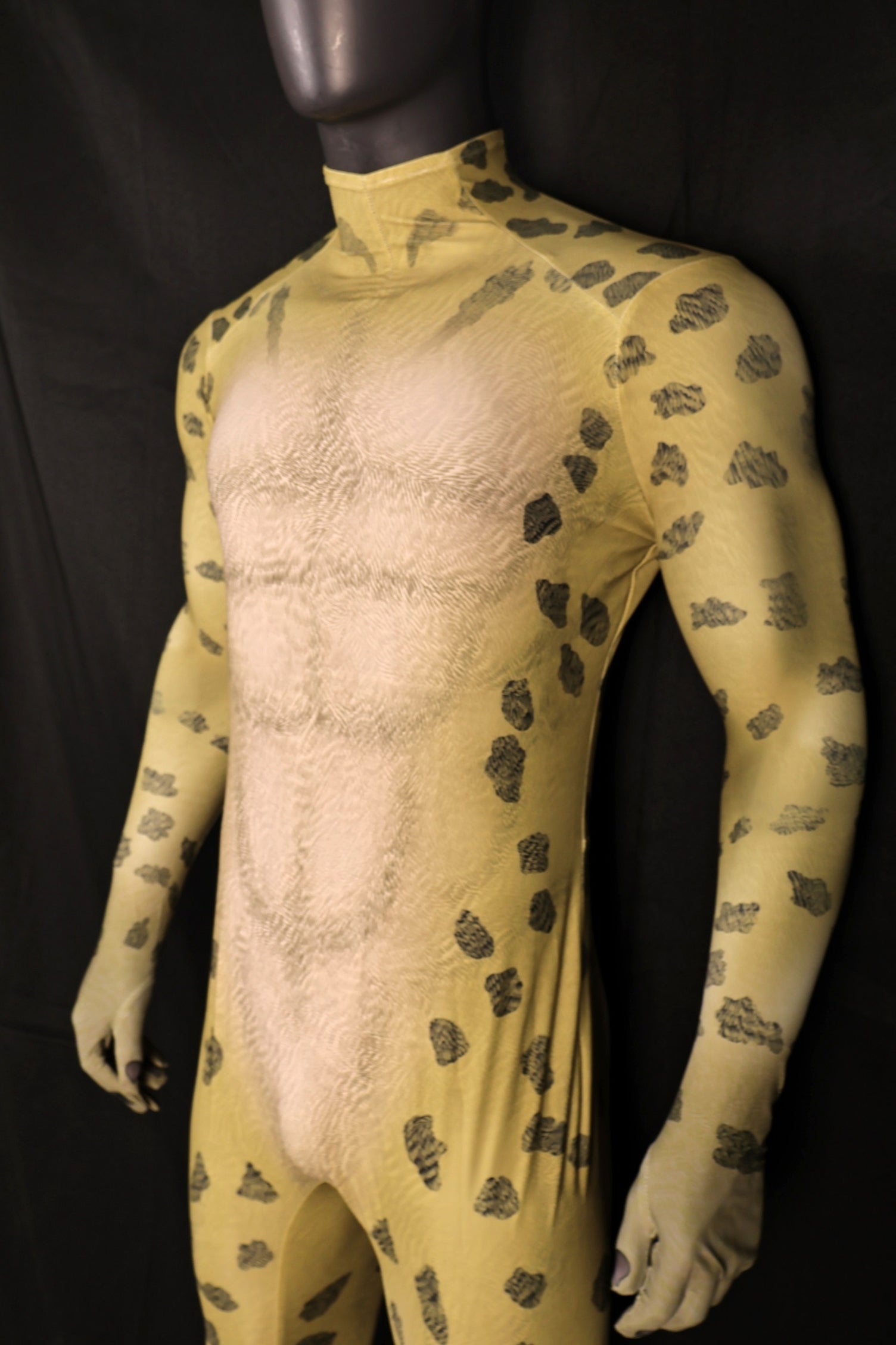 Realistic Cheetah Spots Bodysuit Male Animal Costume Spandex Jumpsuit