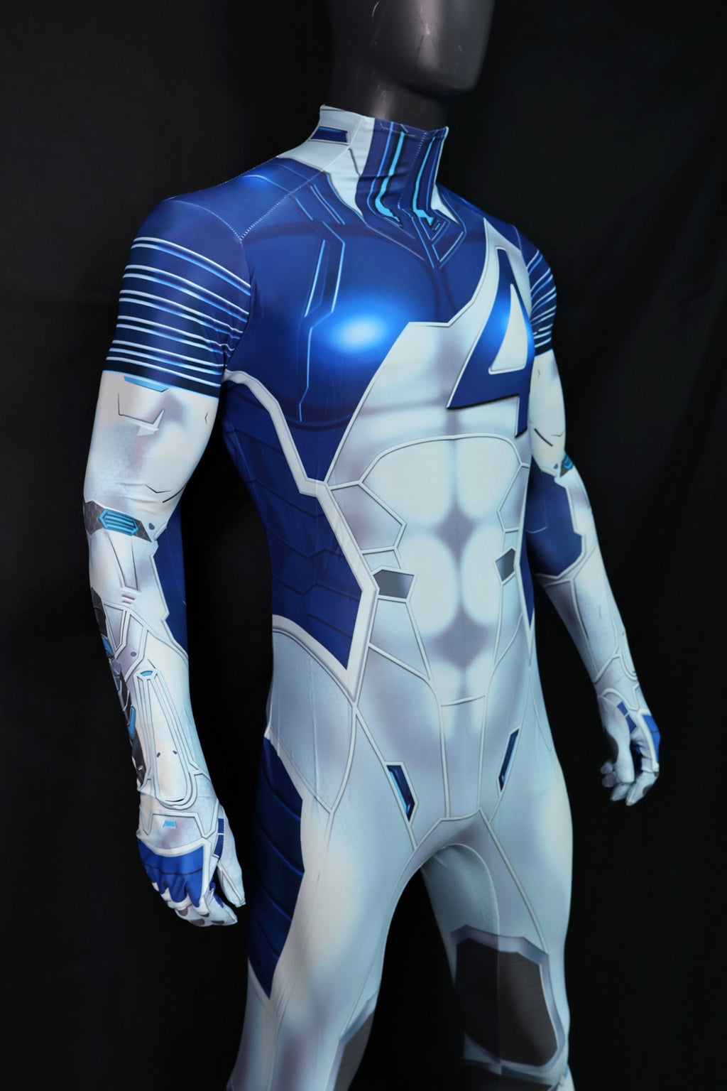 Personalized Rivals Sci-Fi Quartet Suit for Men - Custom Blue & White Hero Bodysuit