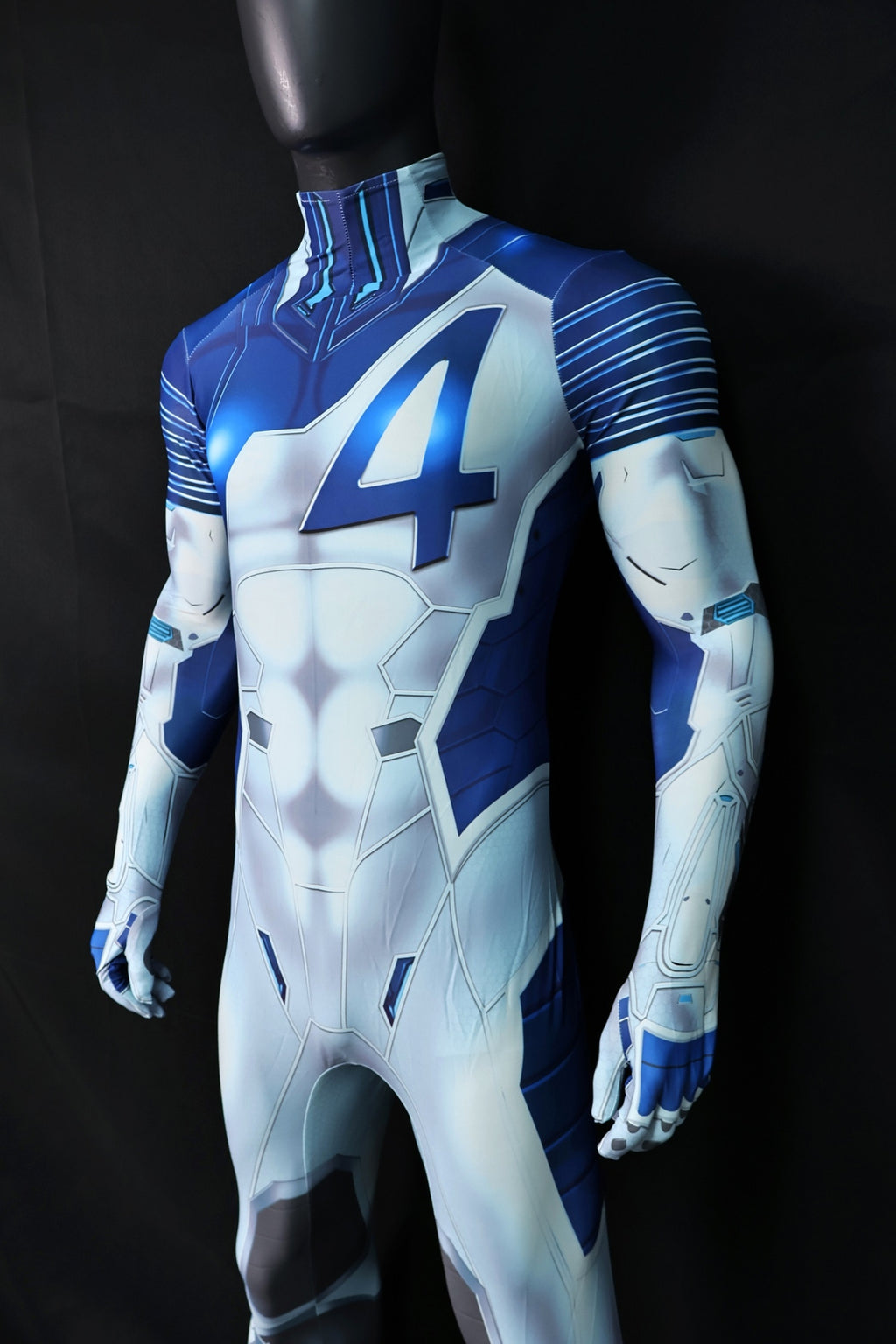 Personalized Rivals Sci-Fi Quartet Suit for Men - Custom Blue & White Hero Bodysuit