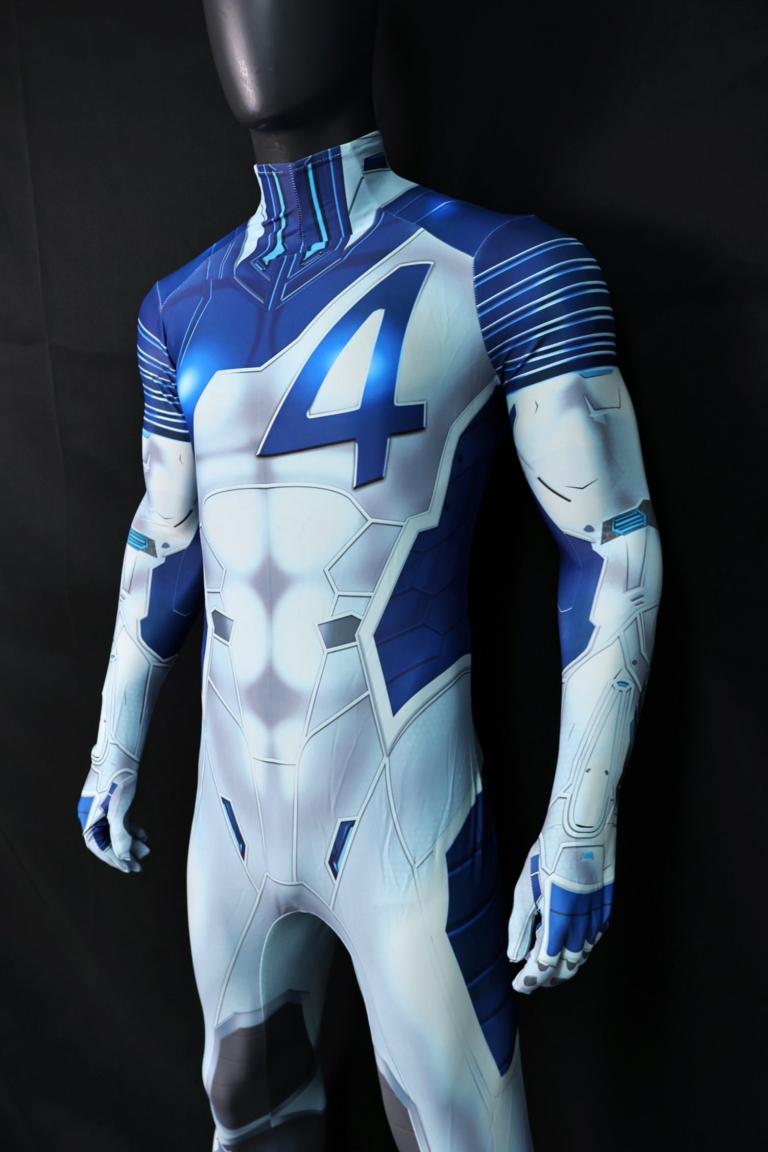 Personalized Rivals Sci-Fi Quartet Suit for Men - Custom Blue & White Hero Bodysuit