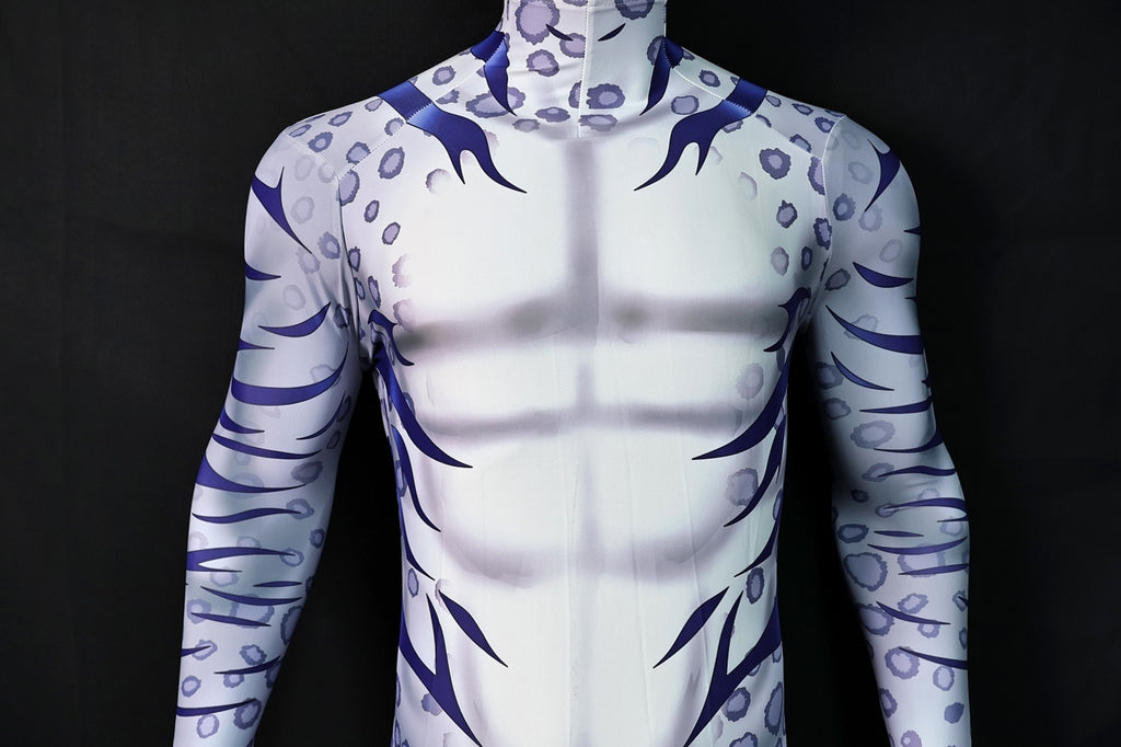 Custom Cosplay Commission Bodysuit for Snow Leopard Men - White Purple Outfit