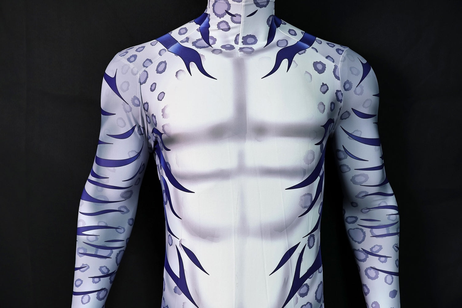 Custom Cosplay Commission Bodysuit for Snow Leopard Men - White Purple Outfit