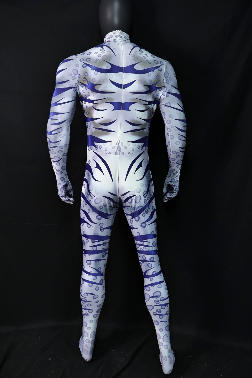 Custom Cosplay Commission Bodysuit for Snow Leopard Men - White Purple Outfit