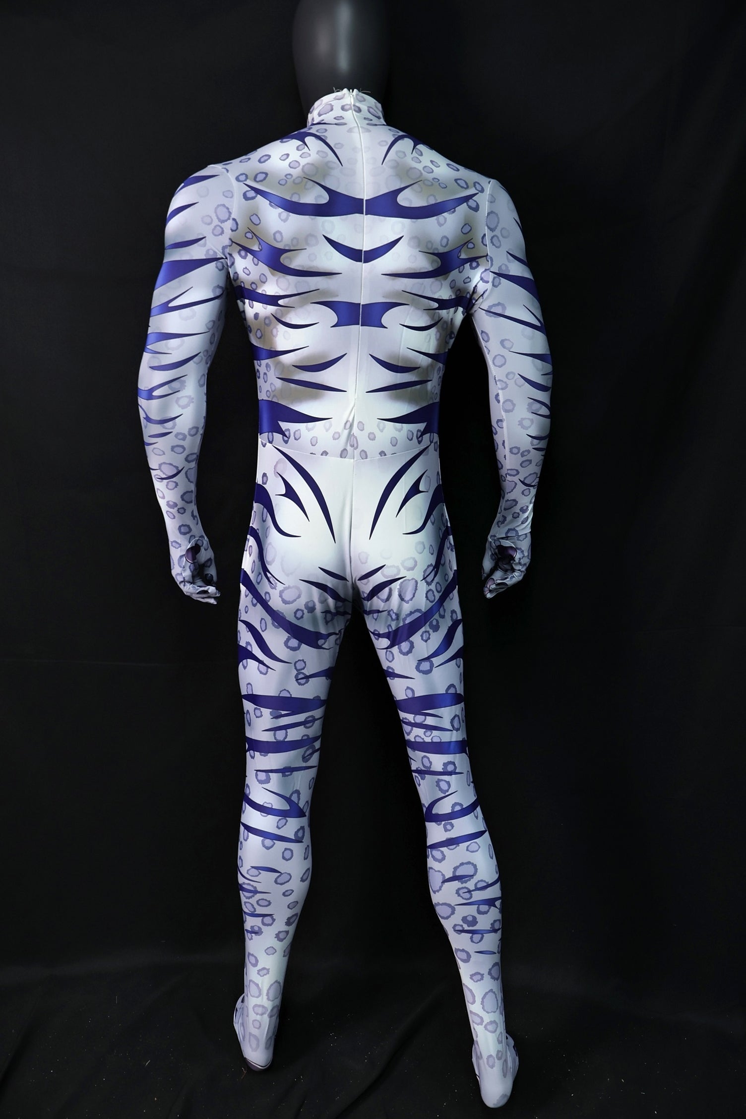 Custom Cosplay Commission Bodysuit for Snow Leopard Men - White Purple Outfit