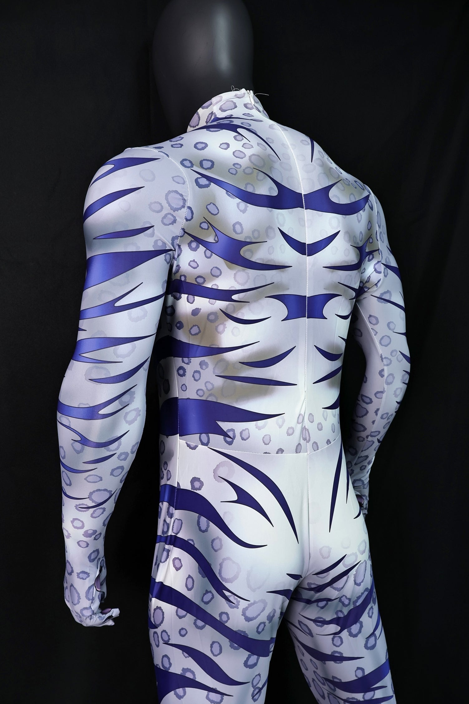 Custom Cosplay Commission Bodysuit for Snow Leopard Men - White Purple Outfit