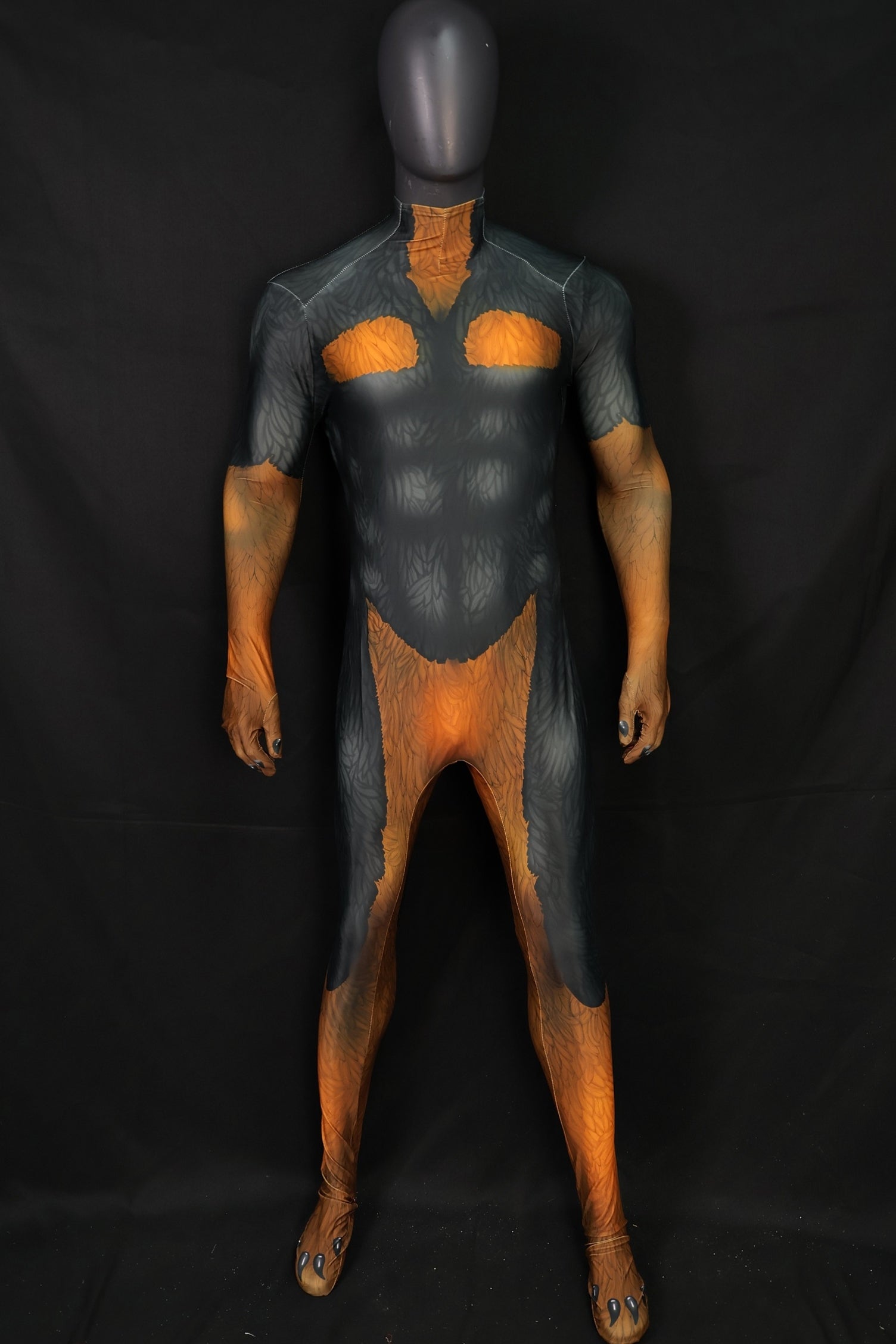 Custom Cosplay Commission Bodysuit for Toon Doberman Men - Black Orange Suit