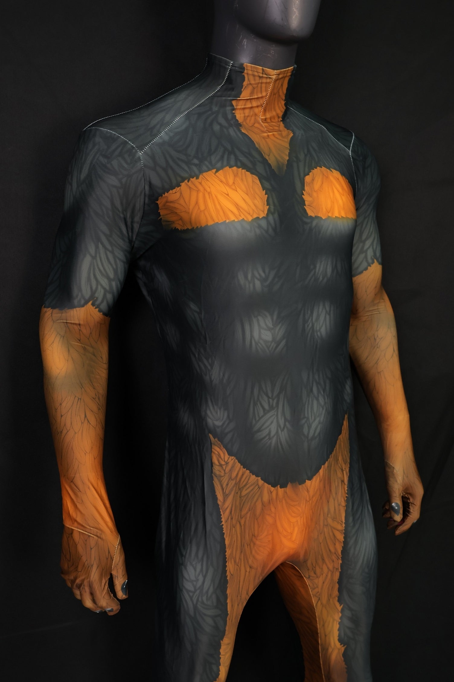 Custom Cosplay Commission Bodysuit for Toon Doberman Men - Black Orange Suit