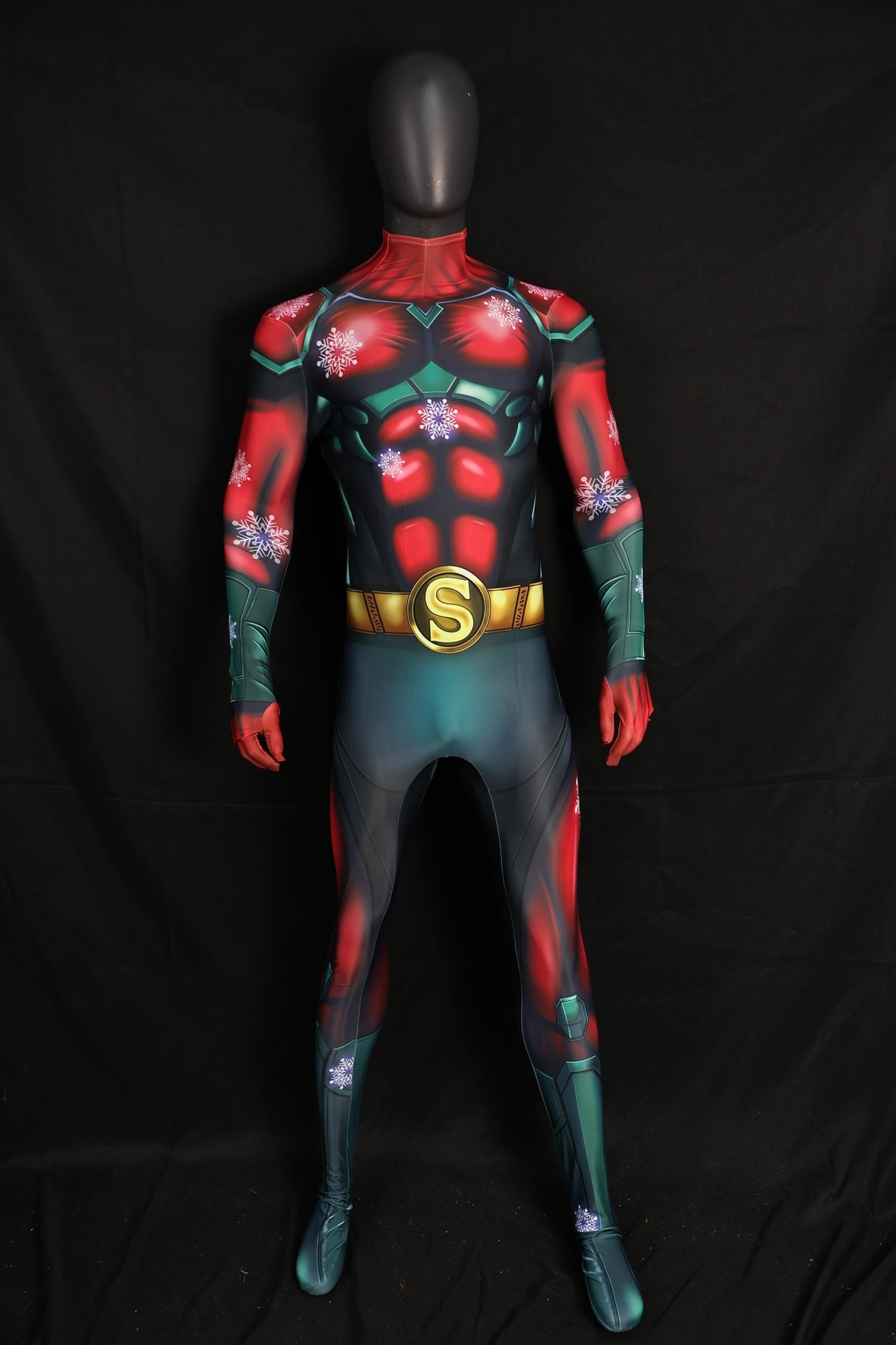 Custom Cosplay Commission Bodysuit for Snowflake Hero Men - Red Green Suit
