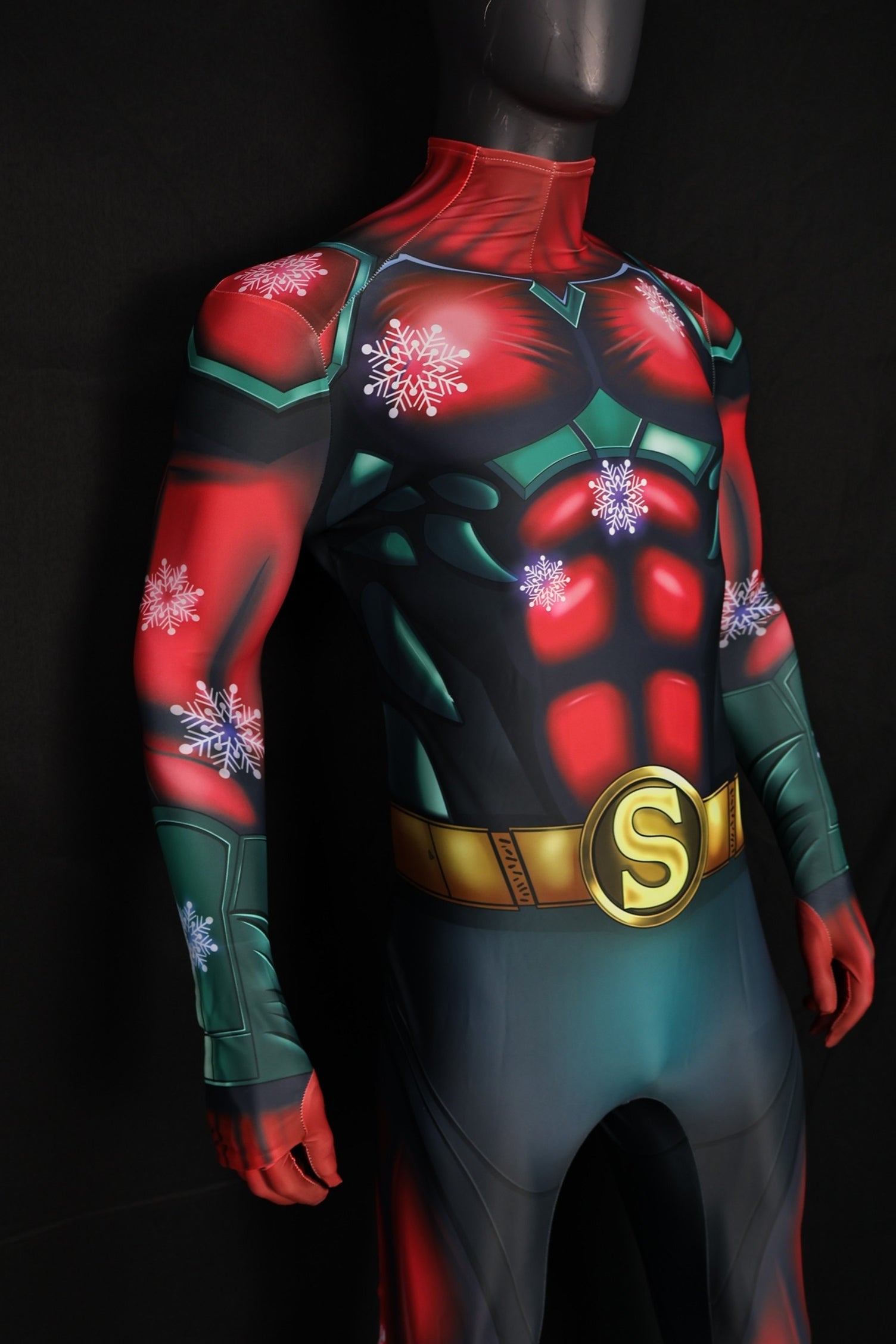 Custom Cosplay Commission Bodysuit for Snowflake Hero Men - Red Green Suit