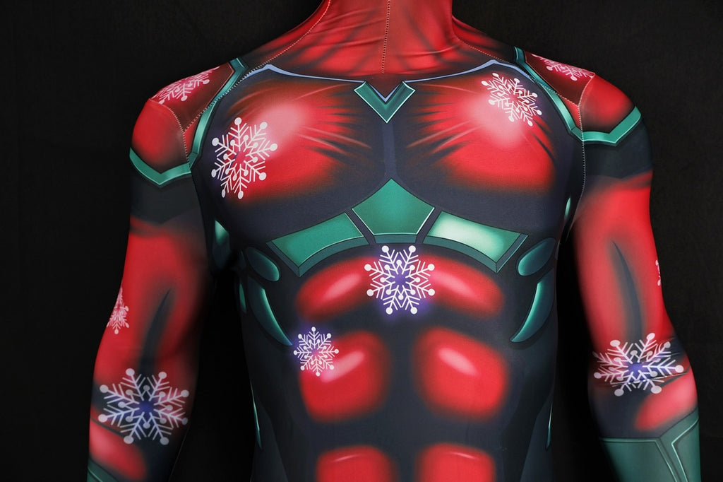 Custom Cosplay Commission Bodysuit for Snowflake Hero Men - Red Green Suit