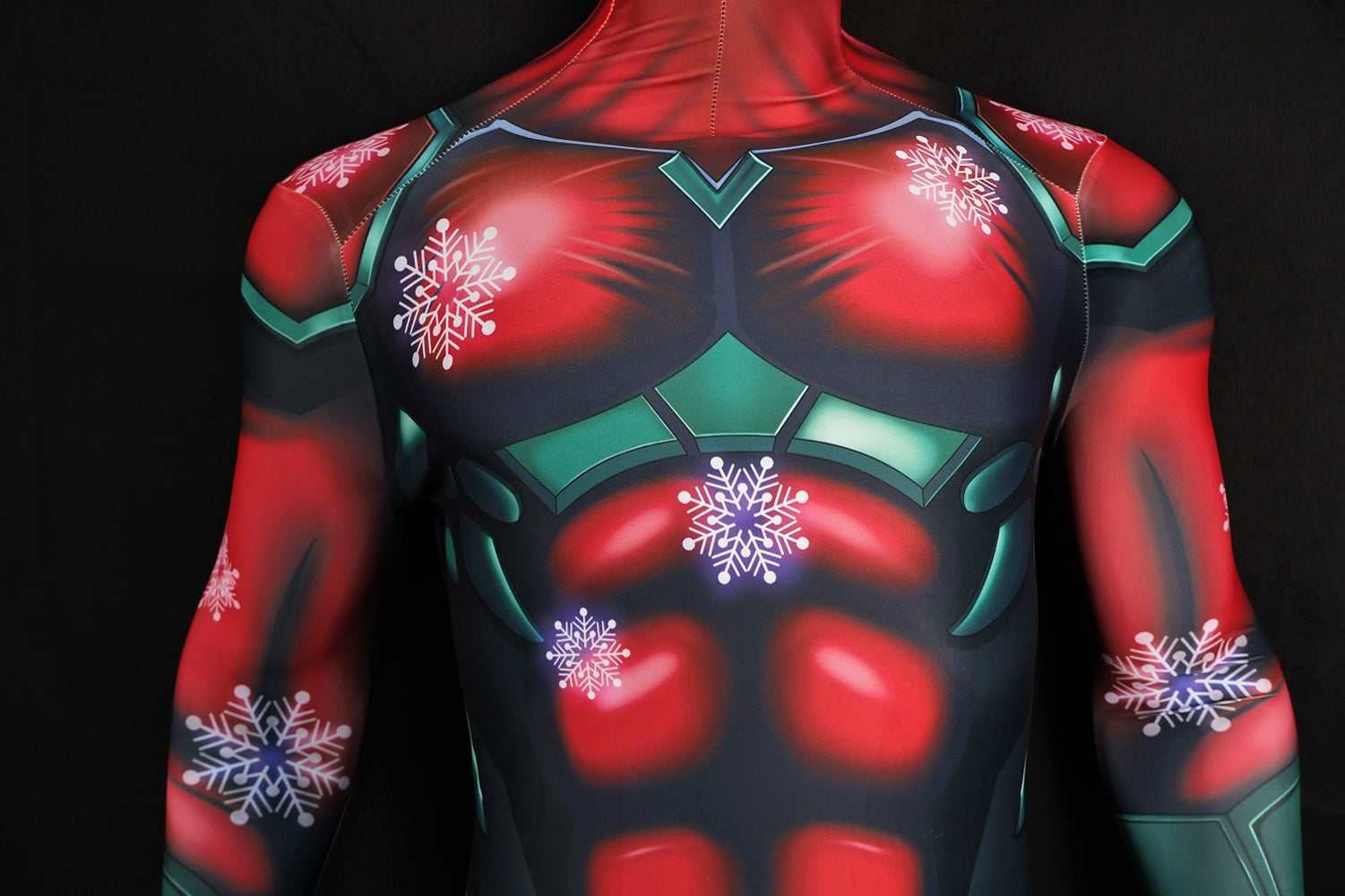 Custom Cosplay Commission Bodysuit for Snowflake Hero Men - Red Green Suit