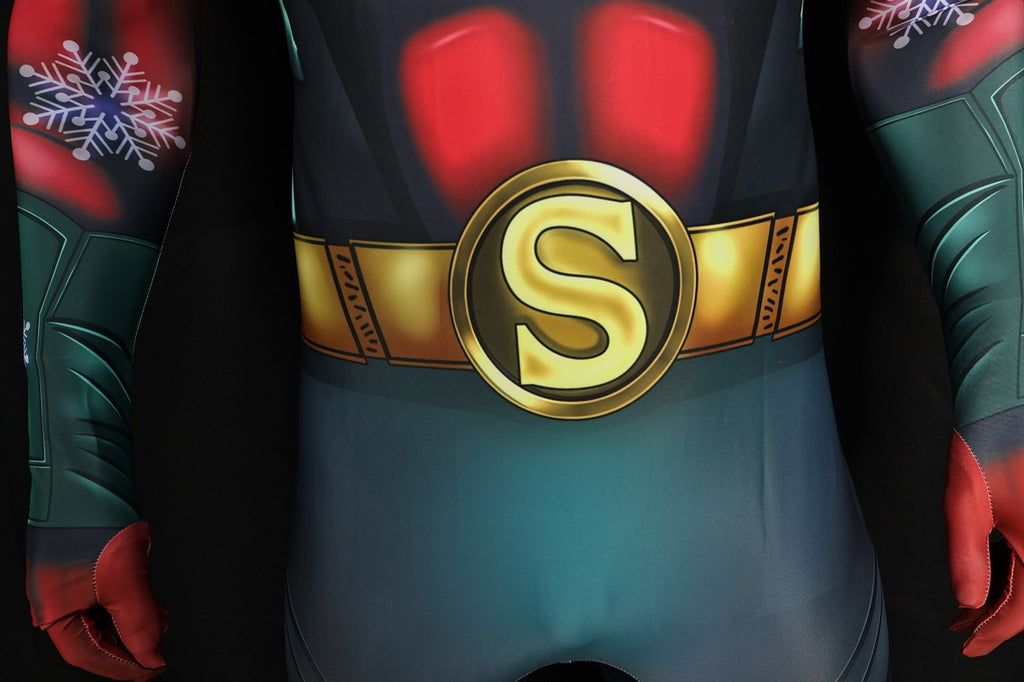 Custom Cosplay Commission Bodysuit for Snowflake Hero Men - Red Green Suit