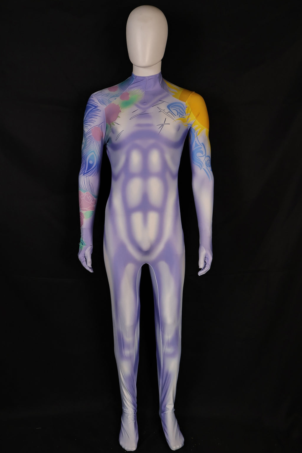 Personalized Cosplay Outfit Graffiti Muscle Suit Purple Men Custom