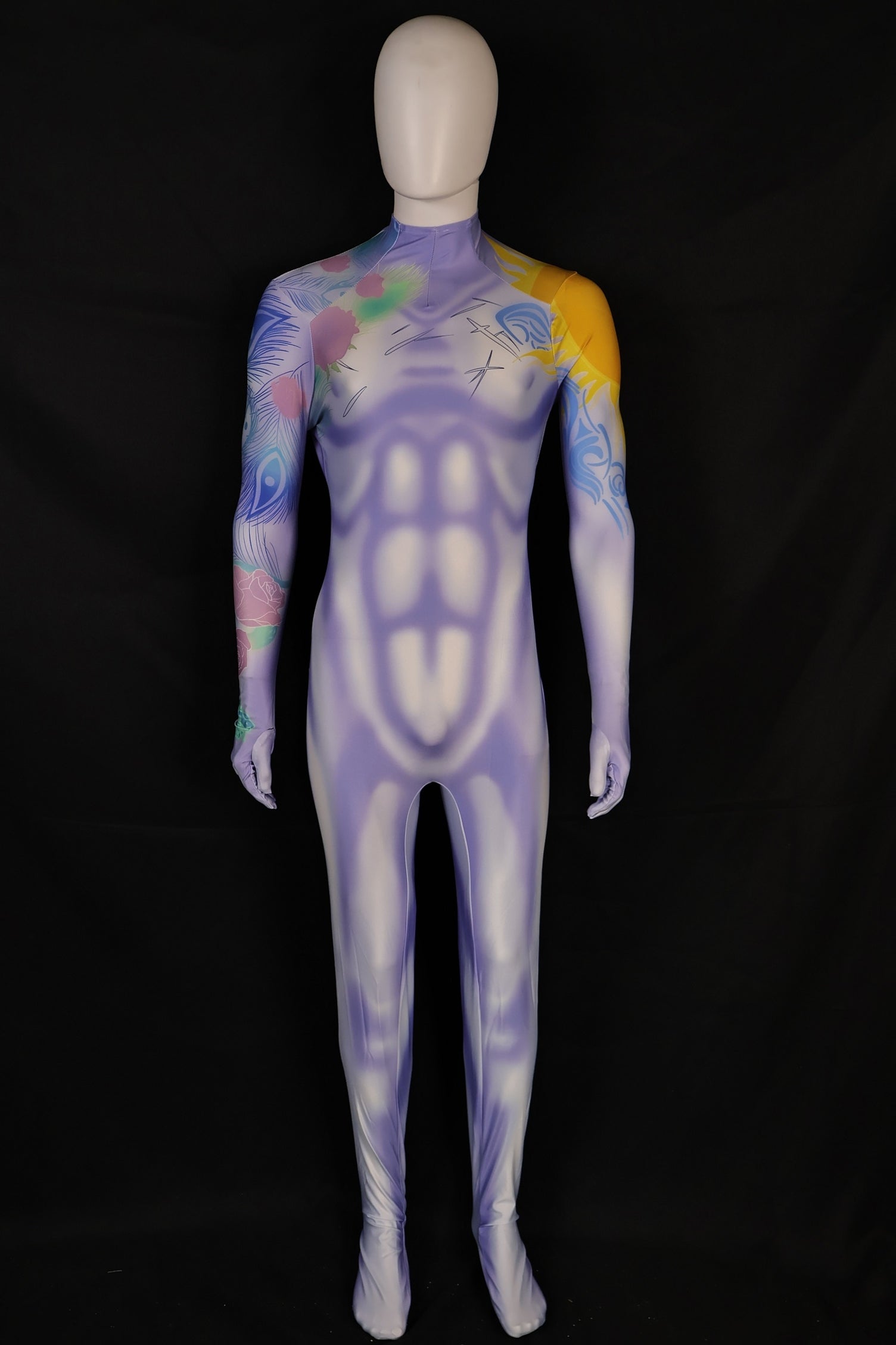 Personalized Cosplay Outfit Graffiti Muscle Suit Purple Men Custom