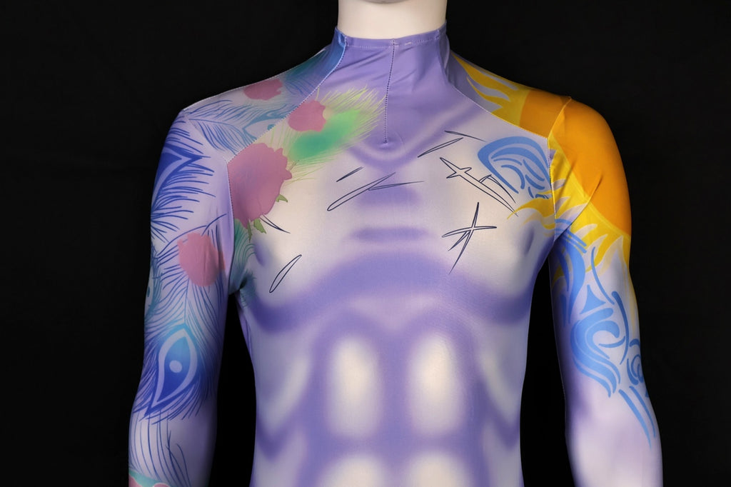 Personalized Cosplay Outfit Graffiti Muscle Suit Purple Men Custom