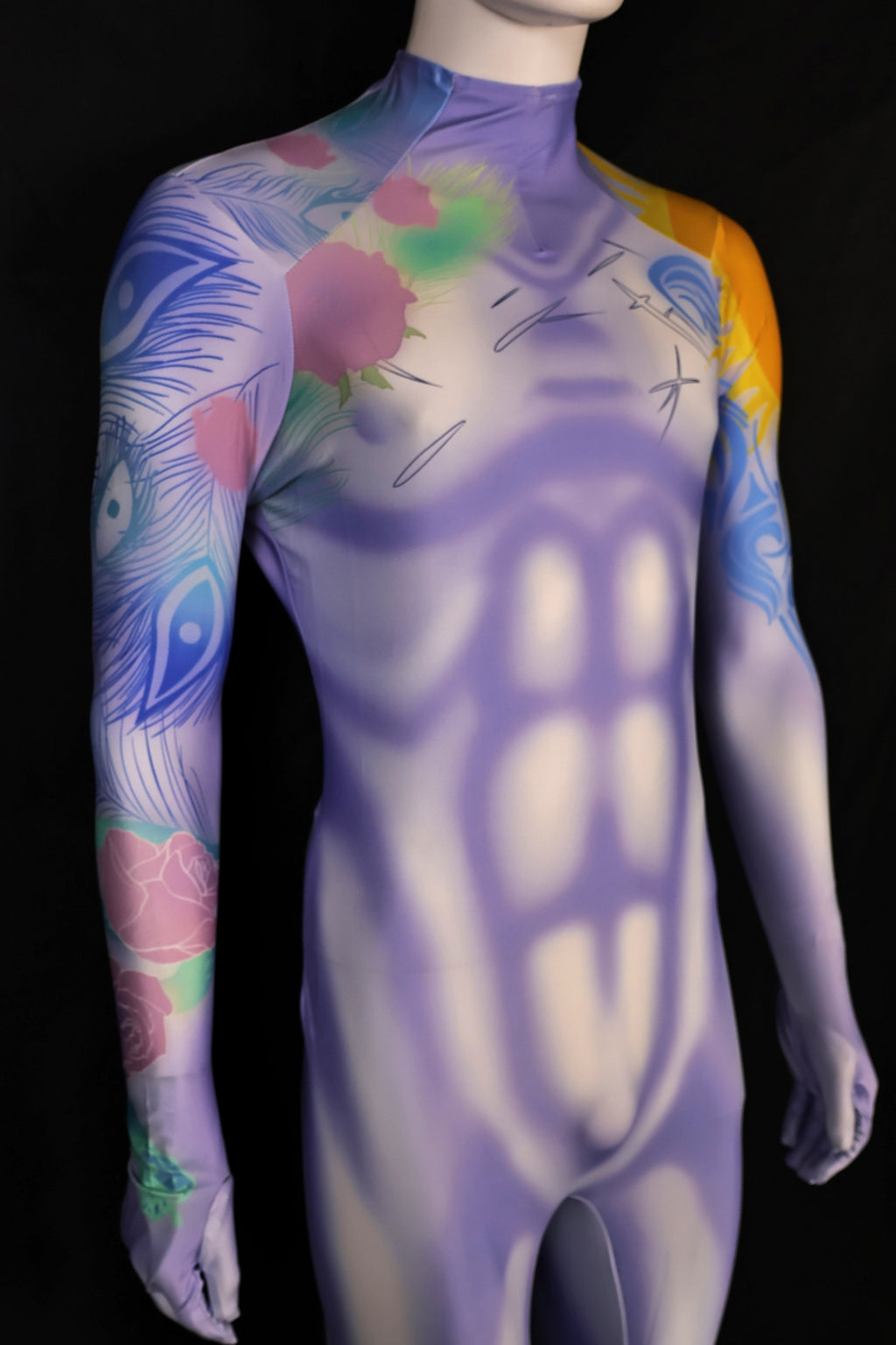 Personalized Cosplay Outfit Graffiti Muscle Suit Purple Men Custom