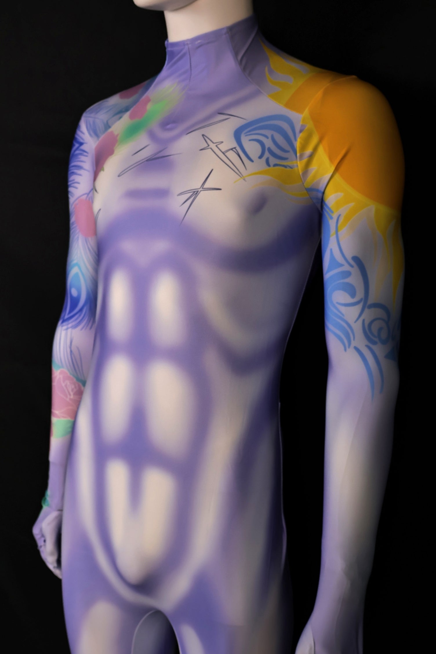 Personalized Cosplay Outfit Graffiti Muscle Suit Purple Men Custom