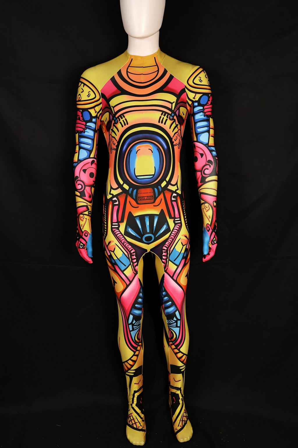 Custom Cosplay Commission Bodysuit for Retro Mecha Bot Men - Yellow Suit