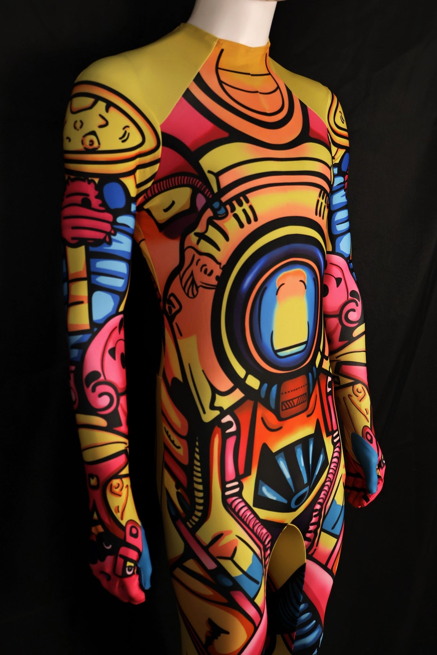 Custom Cosplay Commission Bodysuit for Retro Mecha Bot Men - Yellow Suit