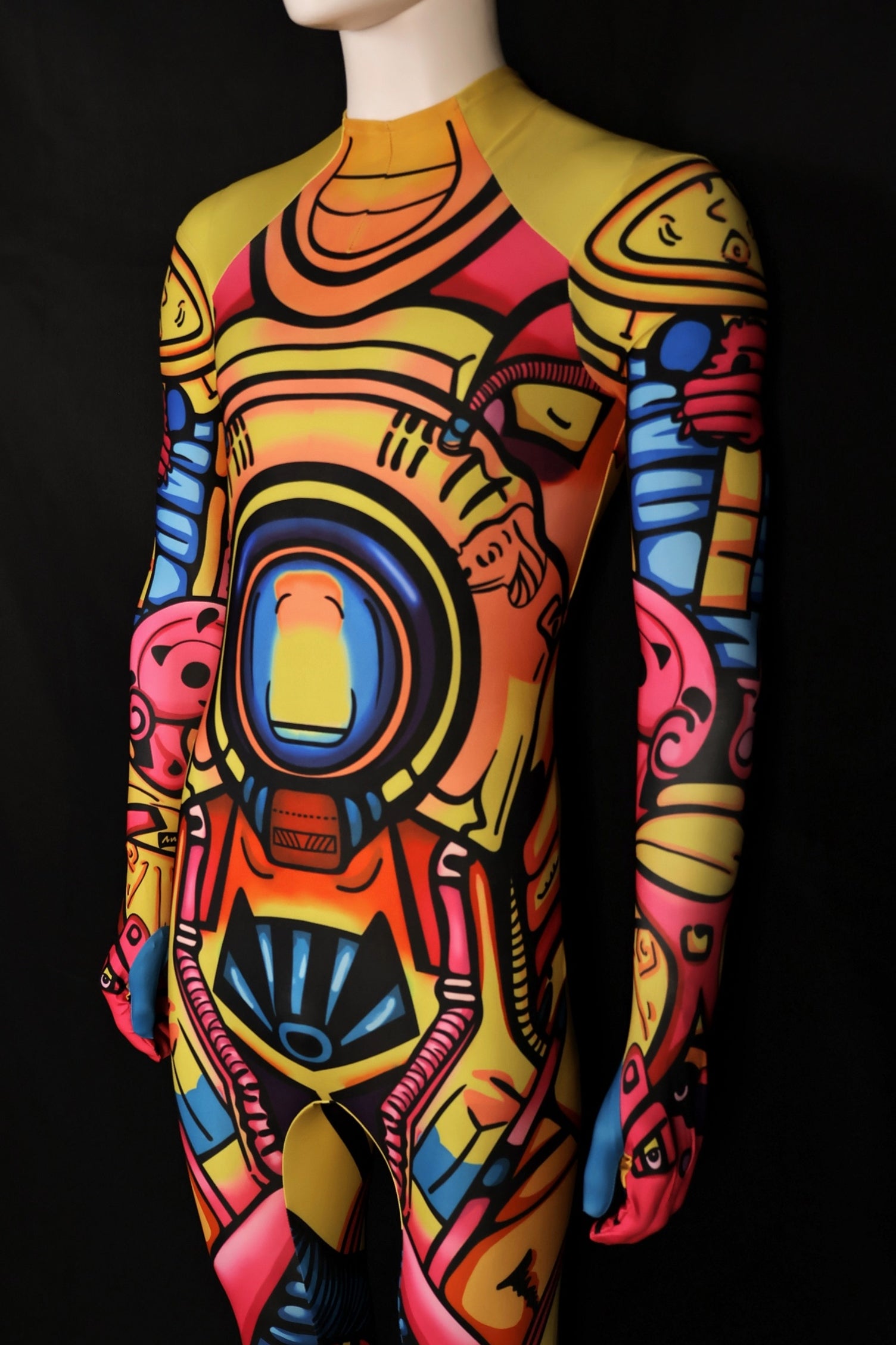Custom Cosplay Commission Bodysuit for Retro Mecha Bot Men - Yellow Suit