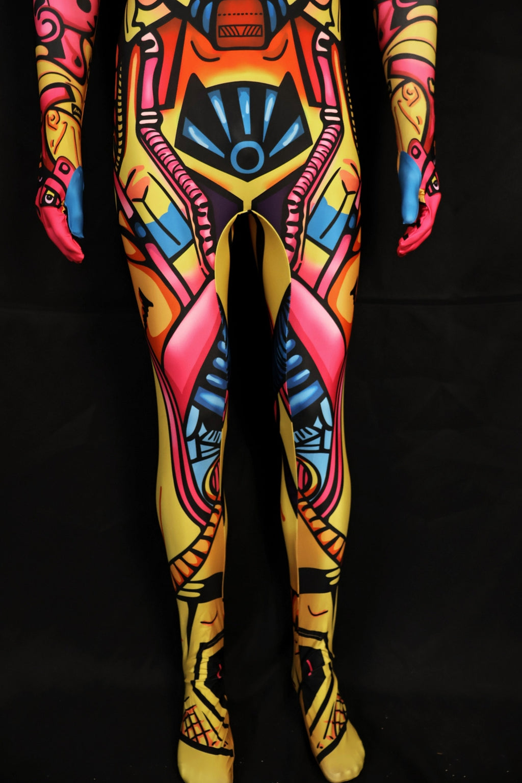 Custom Cosplay Commission Bodysuit for Retro Mecha Bot Men - Yellow Suit