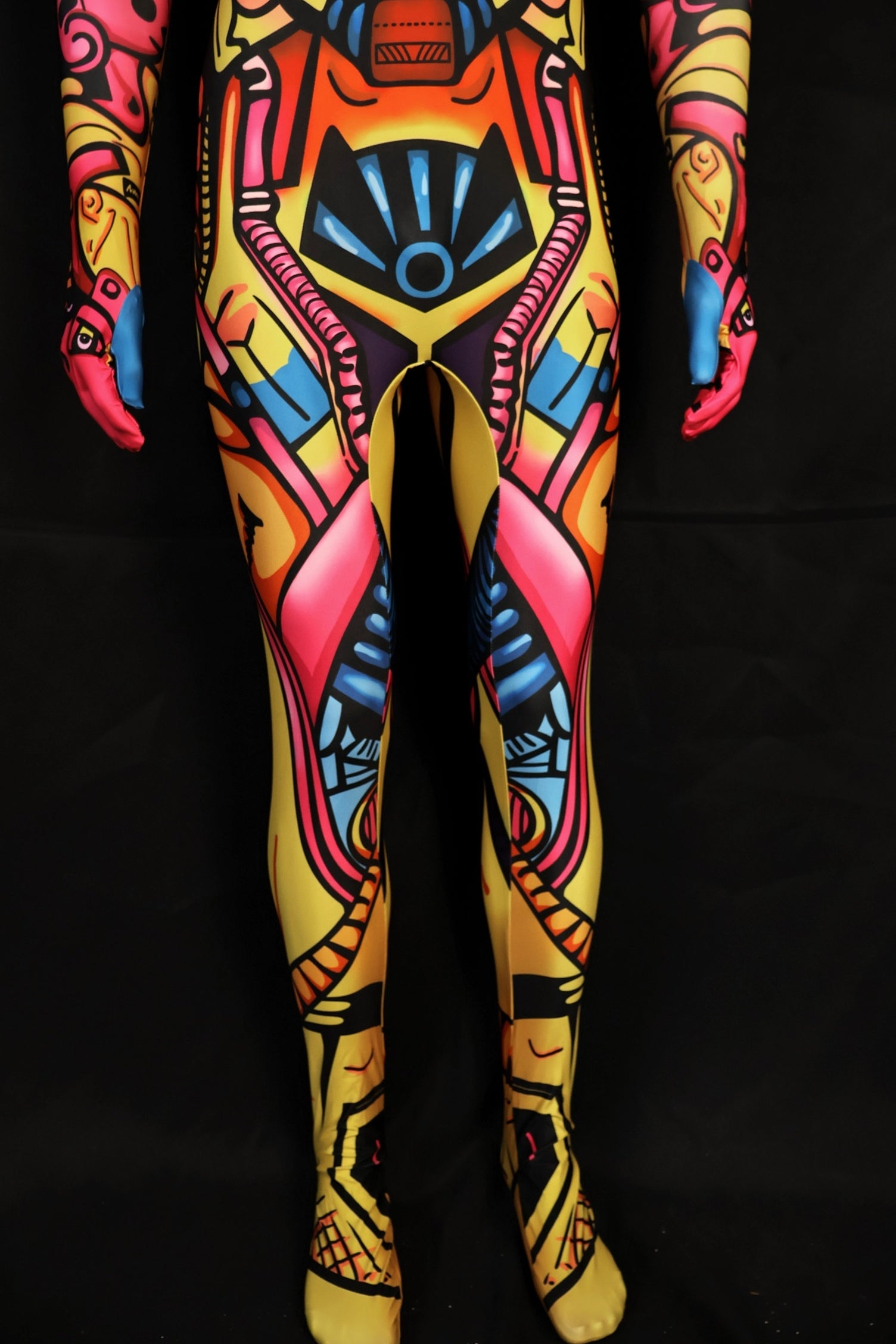 Custom Cosplay Commission Bodysuit for Retro Mecha Bot Men - Yellow Suit