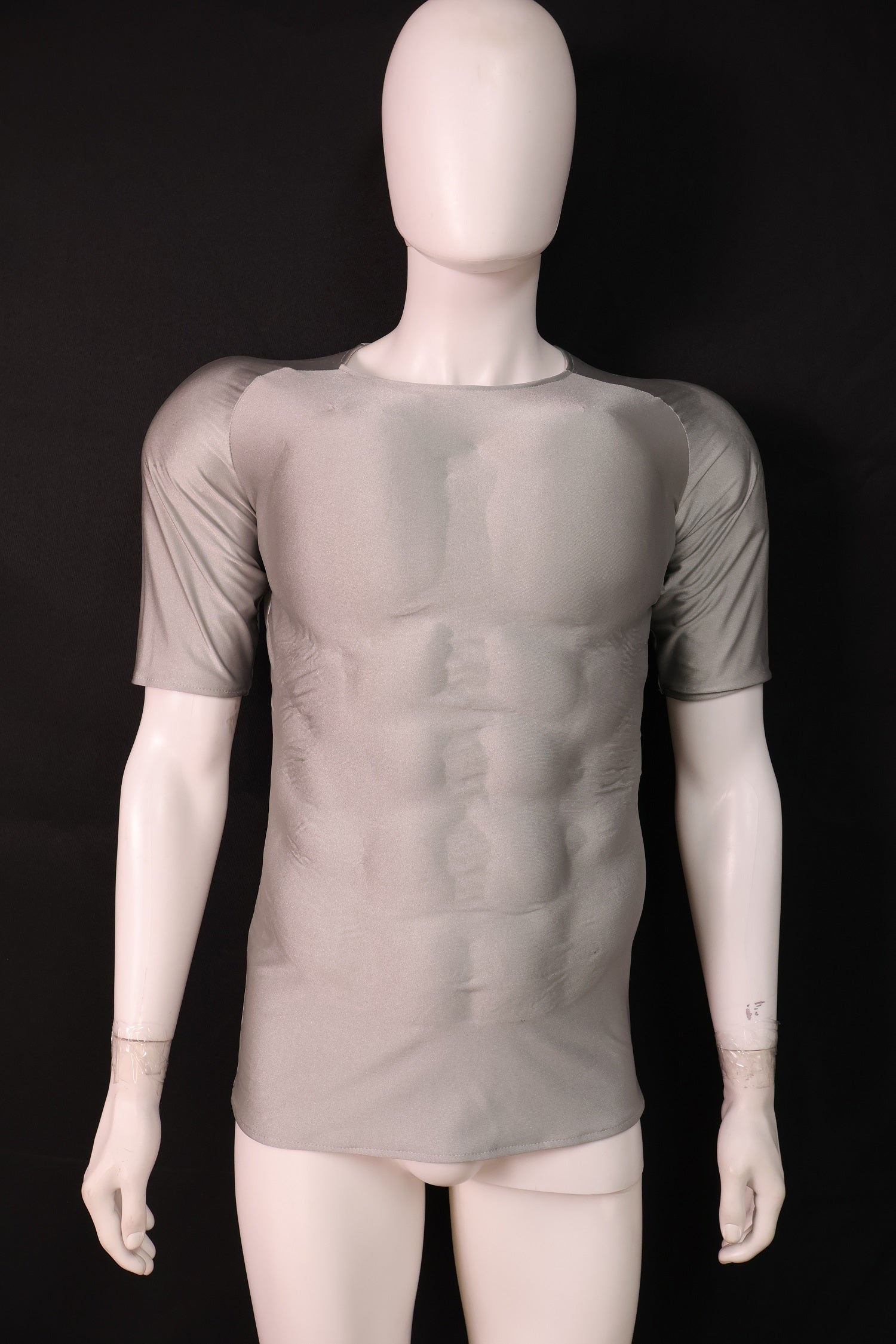 Grey Short Sleeve Muscle T-Shirt - Custom Personalized 3D Lycra Top