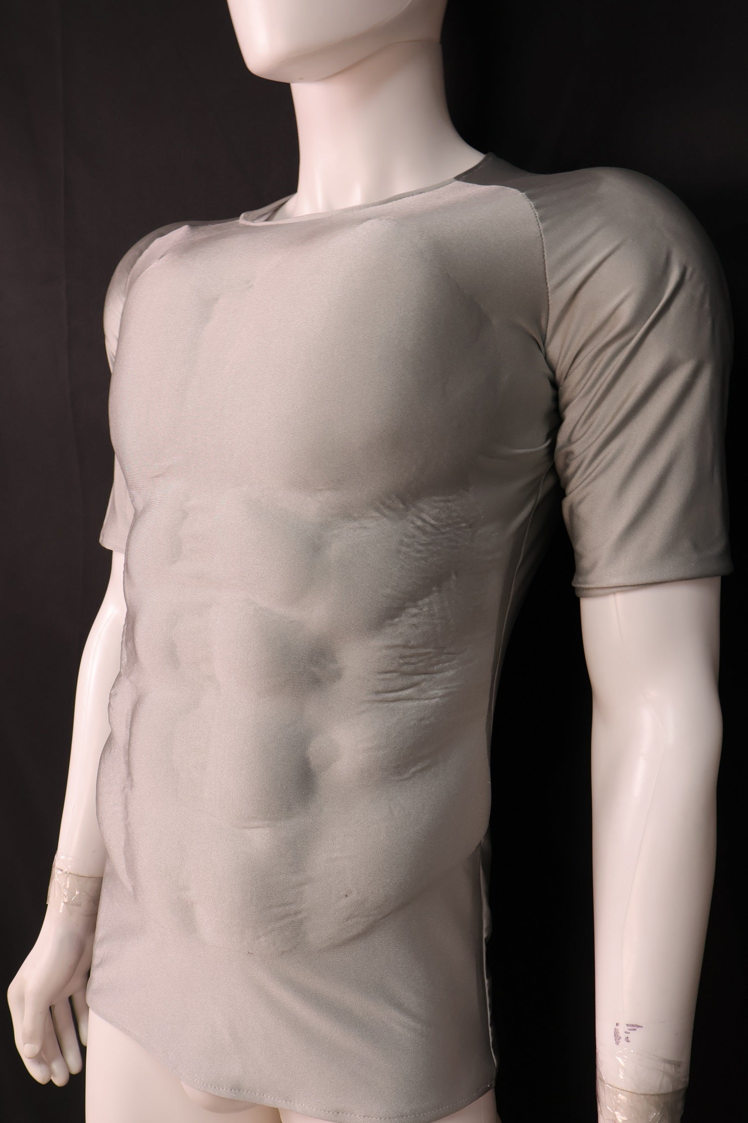 Grey Short Sleeve Muscle T-Shirt - Custom Personalized 3D Lycra Top