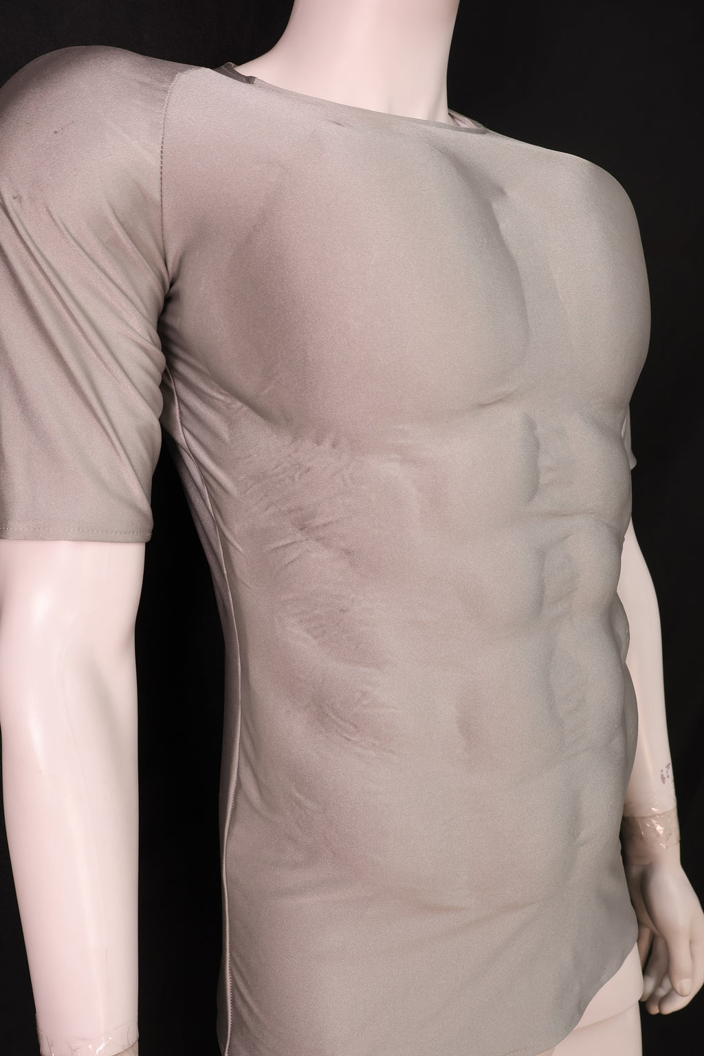 Grey Short Sleeve Muscle T-Shirt - Custom Personalized 3D Lycra Top
