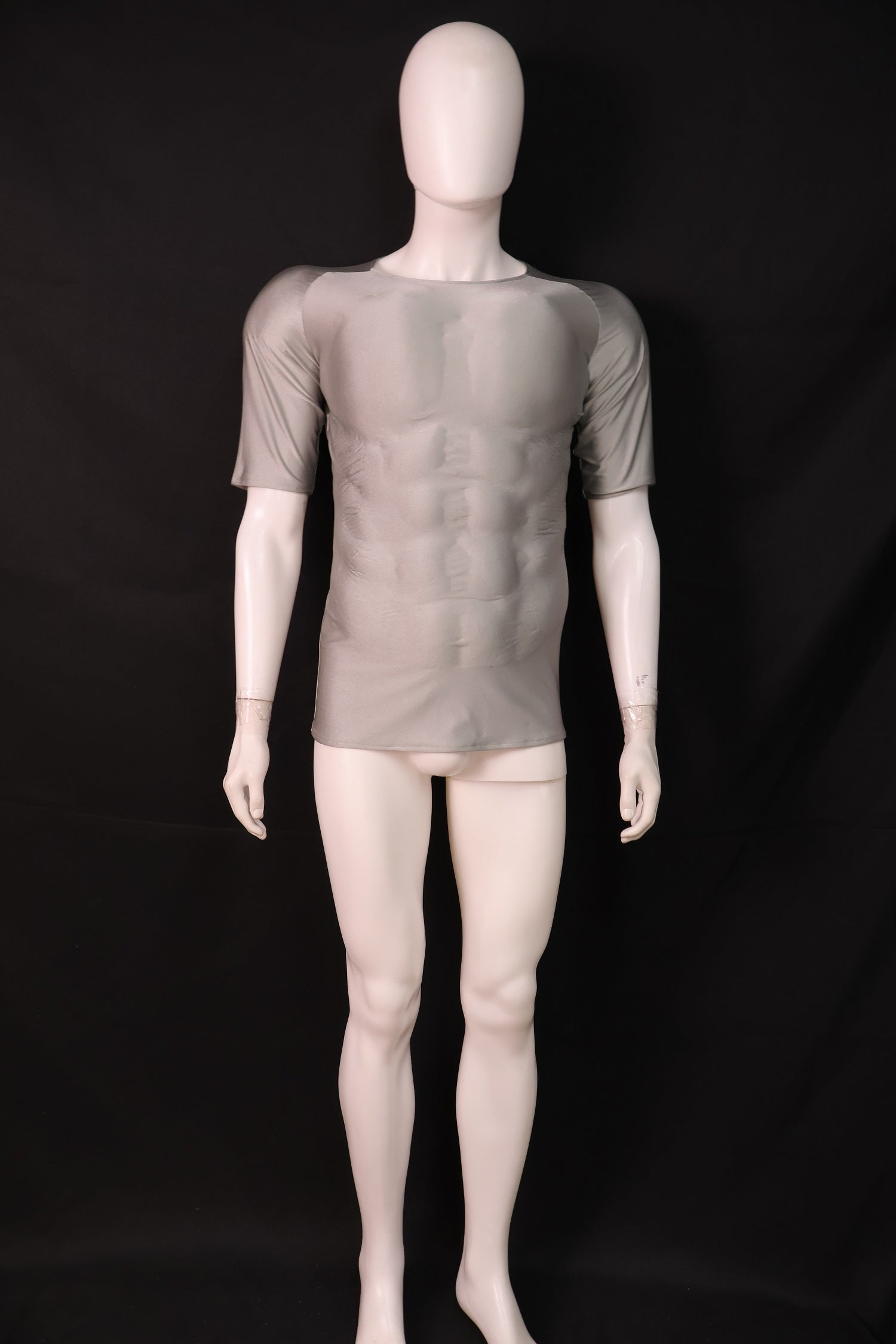 Grey Short Sleeve Muscle T-Shirt - Custom Personalized 3D Lycra Top