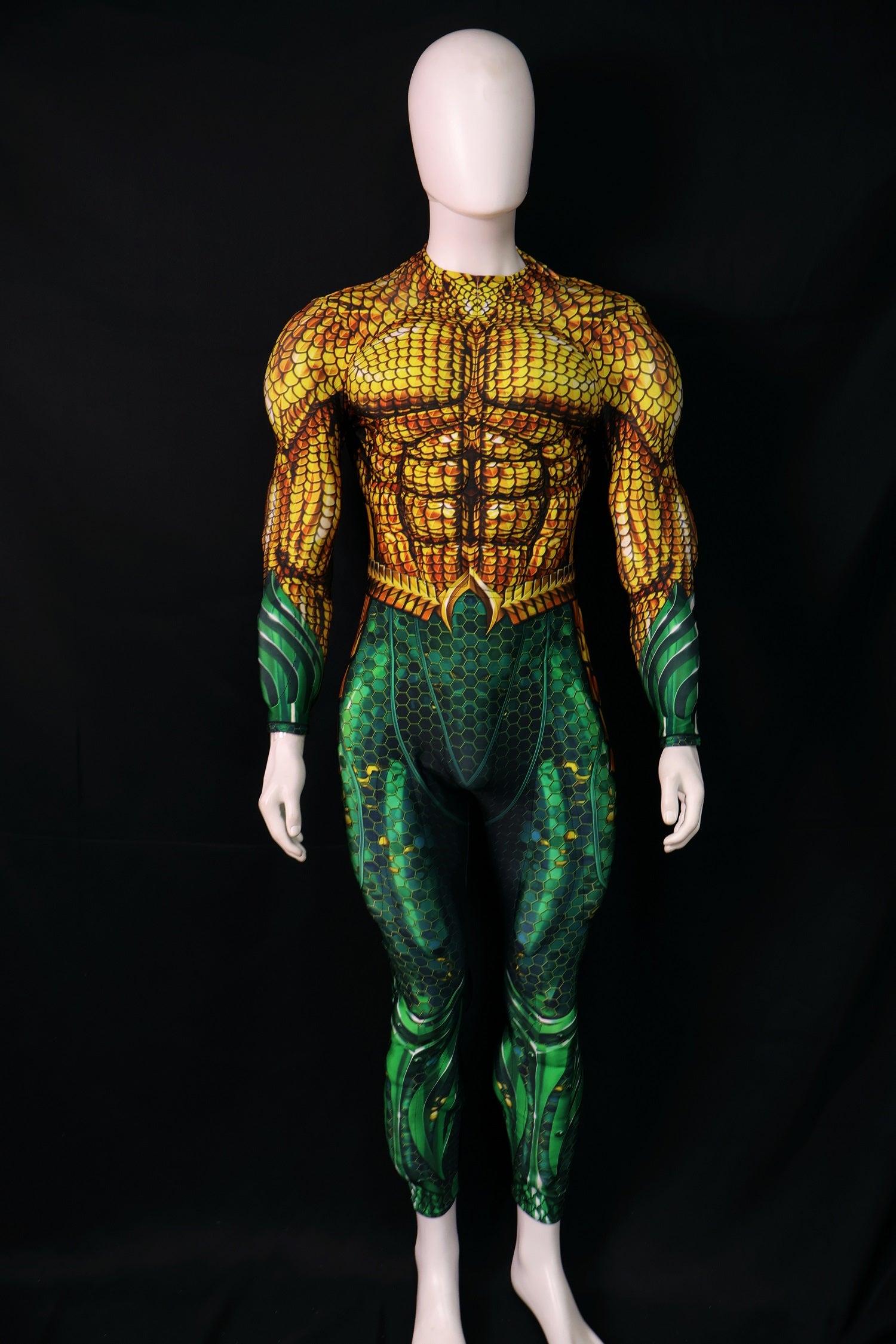 Gold Green Scale Cosplay Coverall - Custom Personalized 3D Lycra Suit