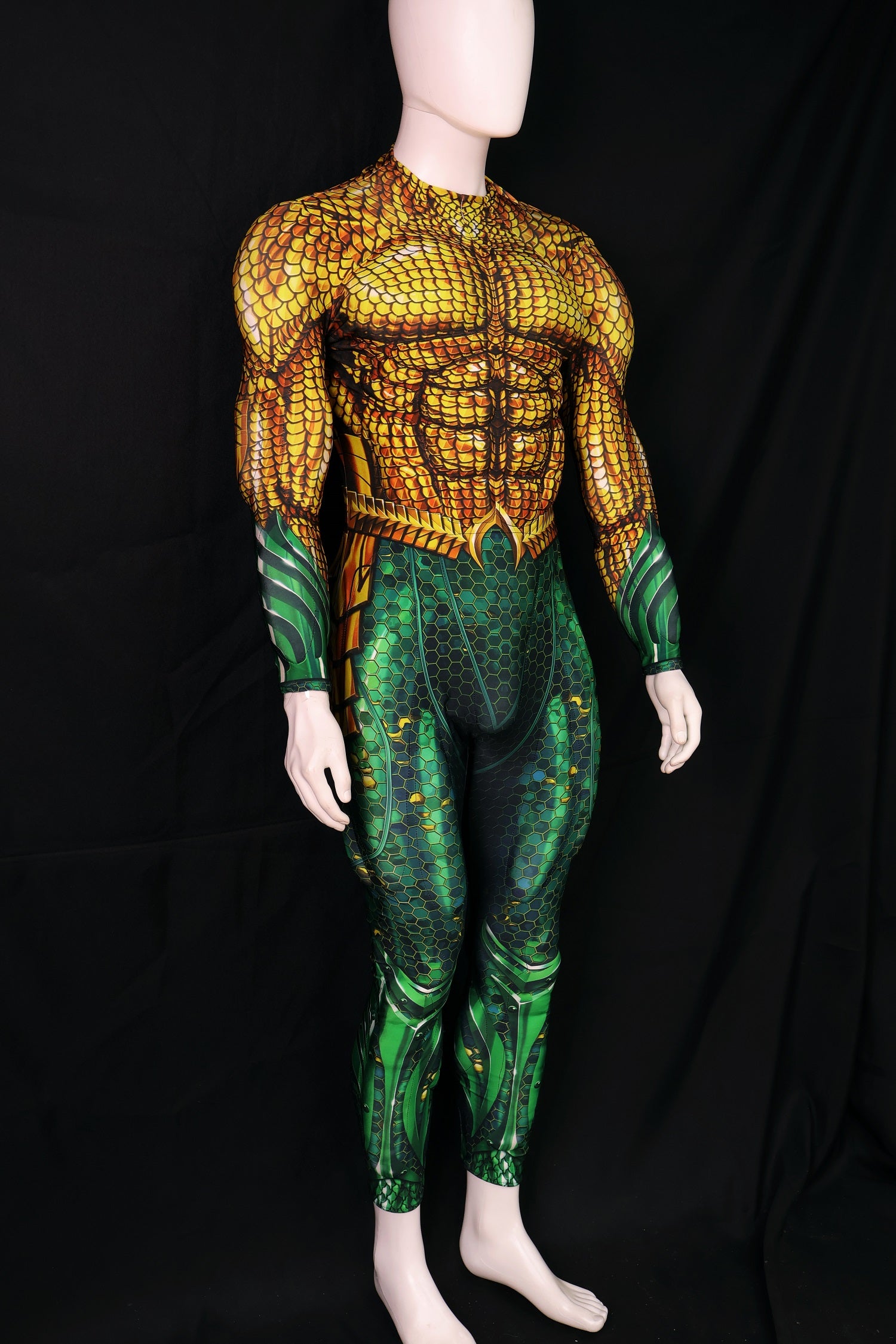 Gold Green Scale Cosplay Coverall - Custom Personalized 3D Lycra Suit