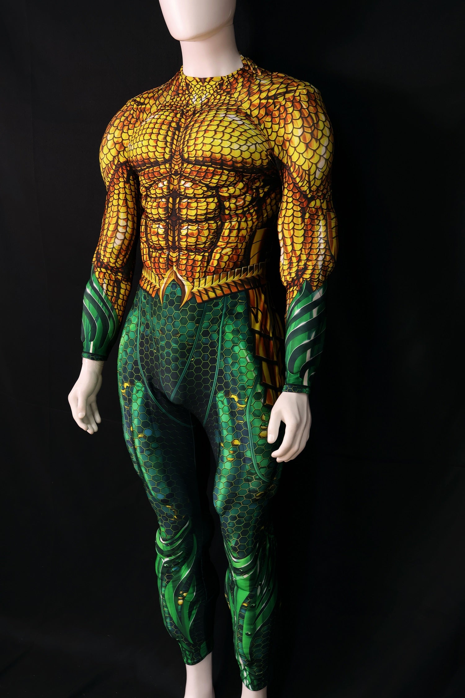 Gold Green Scale Cosplay Coverall - Custom Personalized 3D Lycra Suit