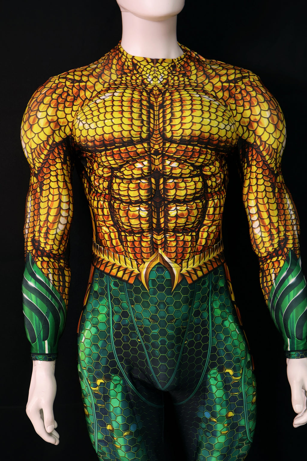 Gold Green Scale Cosplay Coverall - Custom Personalized 3D Lycra Suit