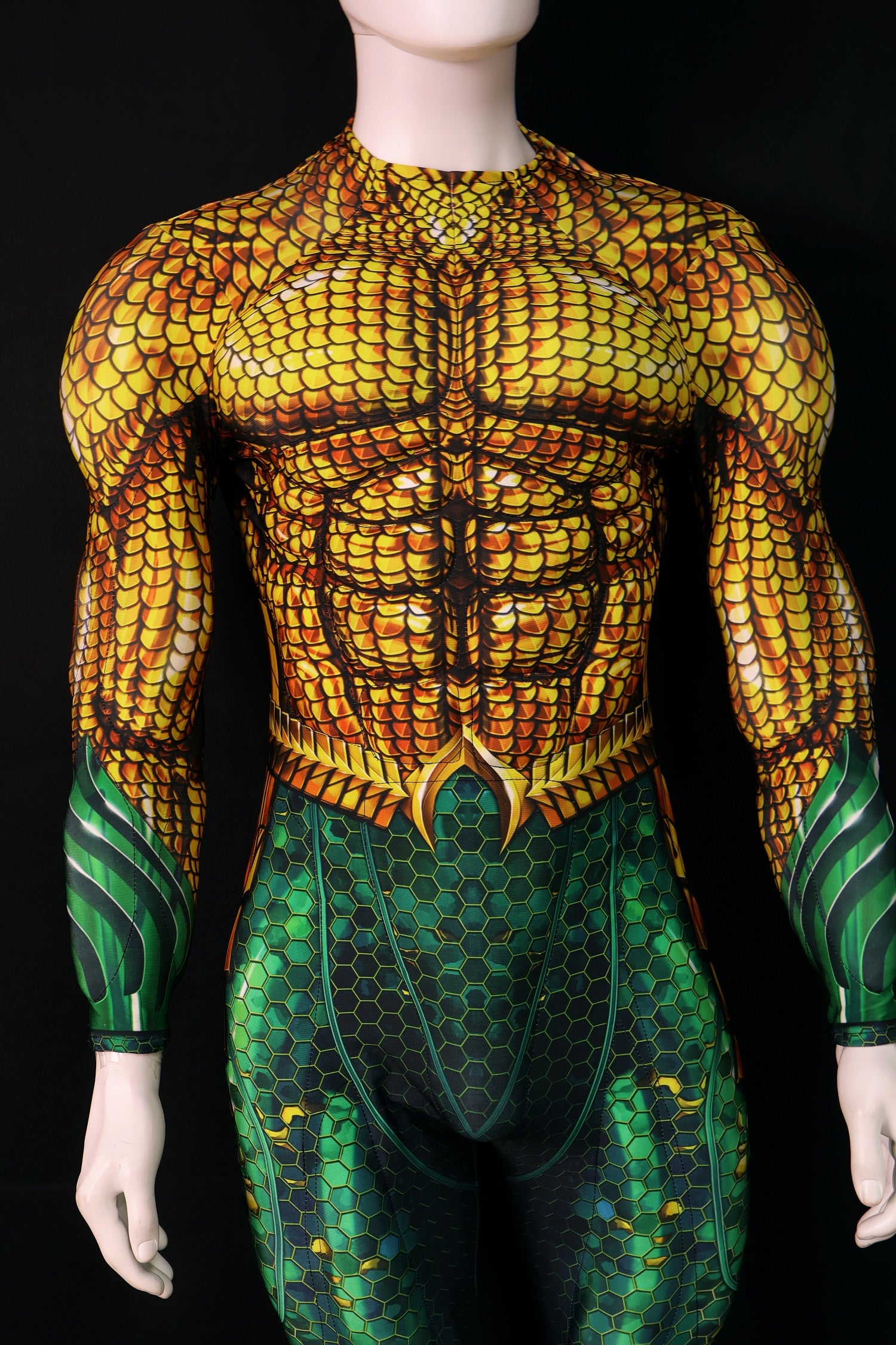 Gold Green Scale Cosplay Coverall - Custom Personalized 3D Lycra Suit