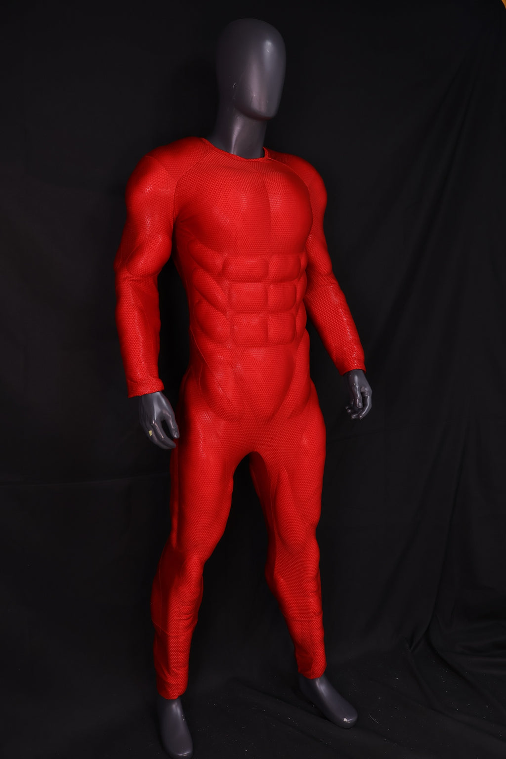 Screen Printed Red Muscle Jumpsuit - Custom Personalized 3D Lycra Suit